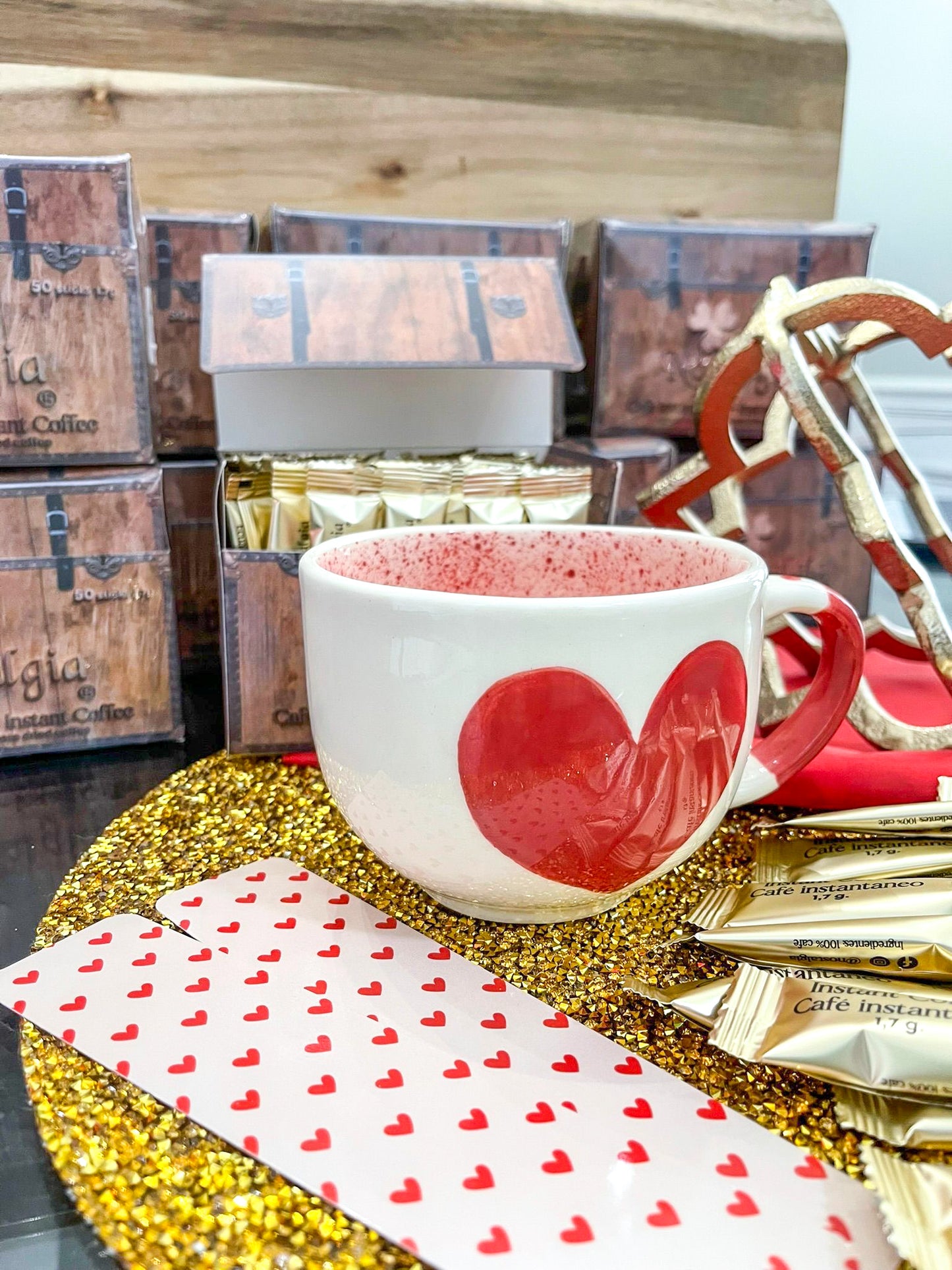 Celebrate friendship with a thoughtful gift – a red heart ceramic mug paired with rich Ikigai Bold Nostalgia Ecuadorian coffee. This charming set is ideal for showing appreciation and warmth to your closest friends, making every sip a reminder of your special bond.
