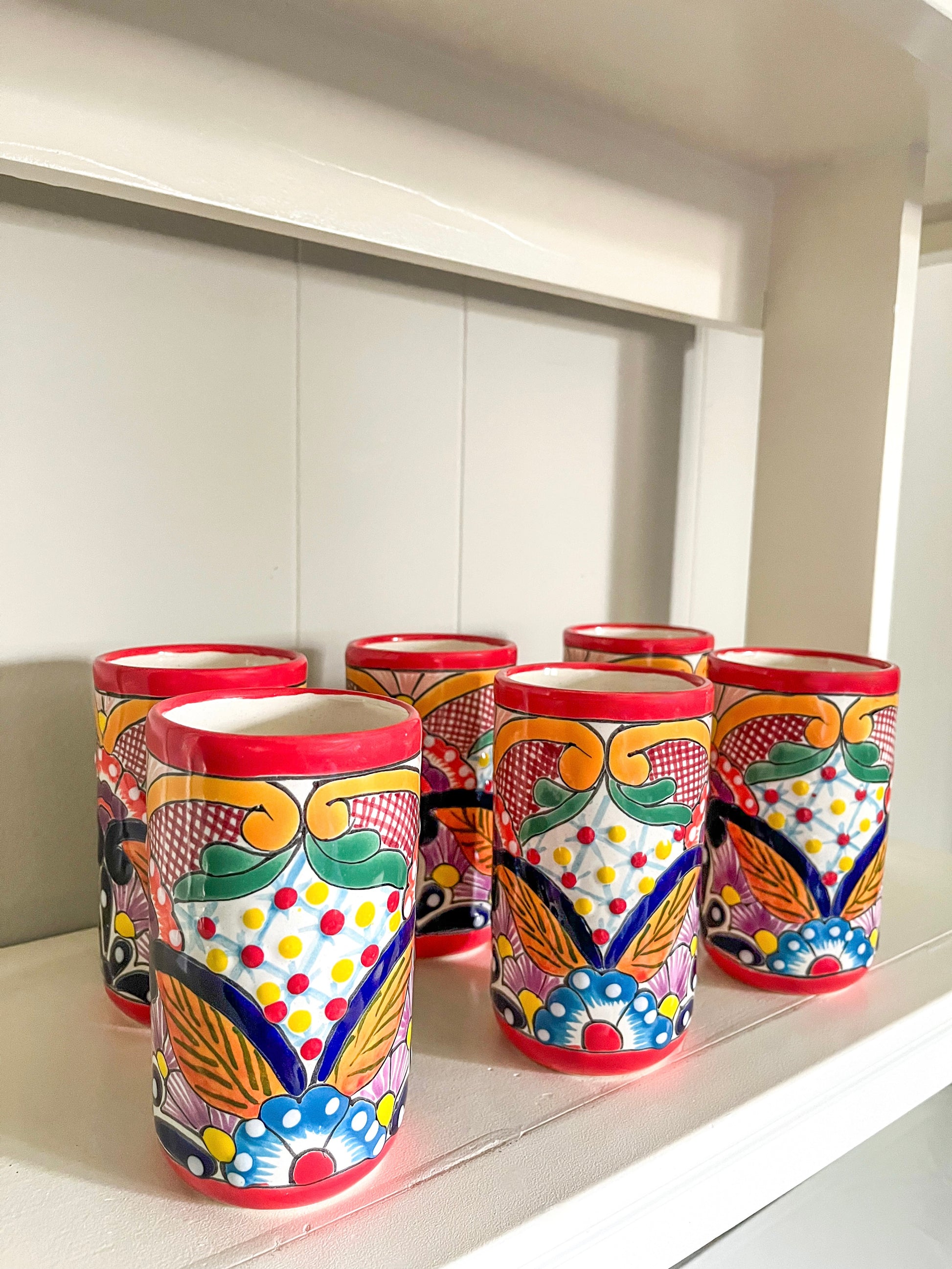 6 Talavera glasses