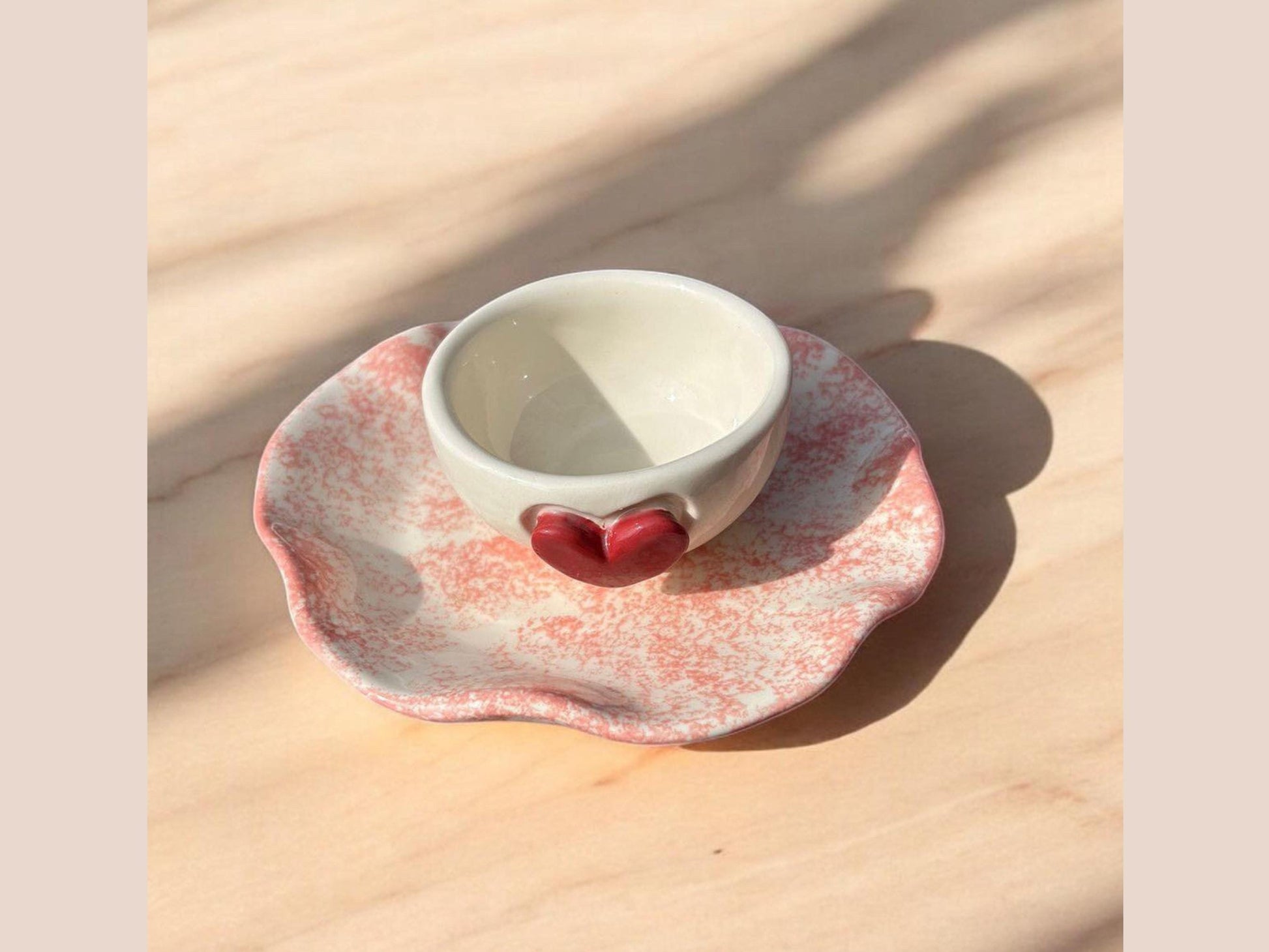 PINK Handmade Jewelry Holder Set,3D Heart Jewelry Tray, Ceramic Dish for Rings, Earrings, and Small Jewelry, Perfect Gift for Her, Ring Dish
