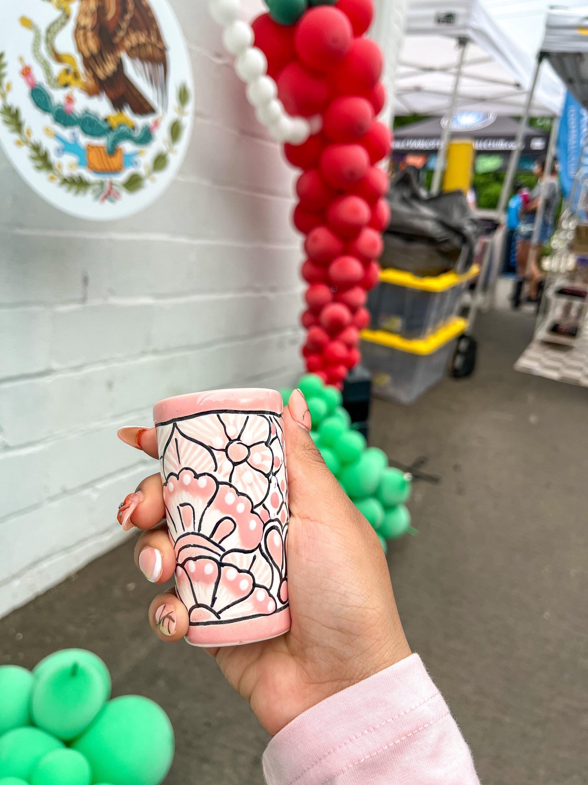 Hand-Painted Pink Talavera Tequila Shot Glasses, Soft Pink, Mexican Art, Perfect for Tequila & Mezcal, Pink Mexican Pottery, Party Favor