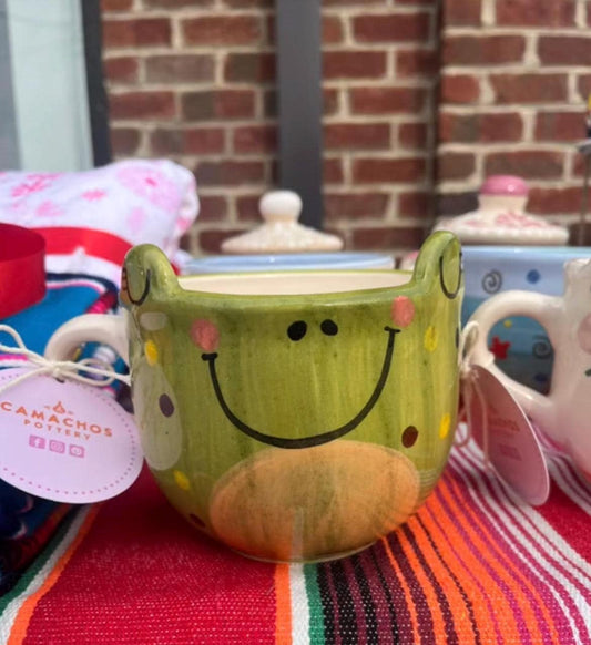 Hand Painted Frog Mug Animal Ceramic Mug Large Ceramic Mug Large Handmade Coffee Mug Extra Large Mug with Handle Mexican Pottery