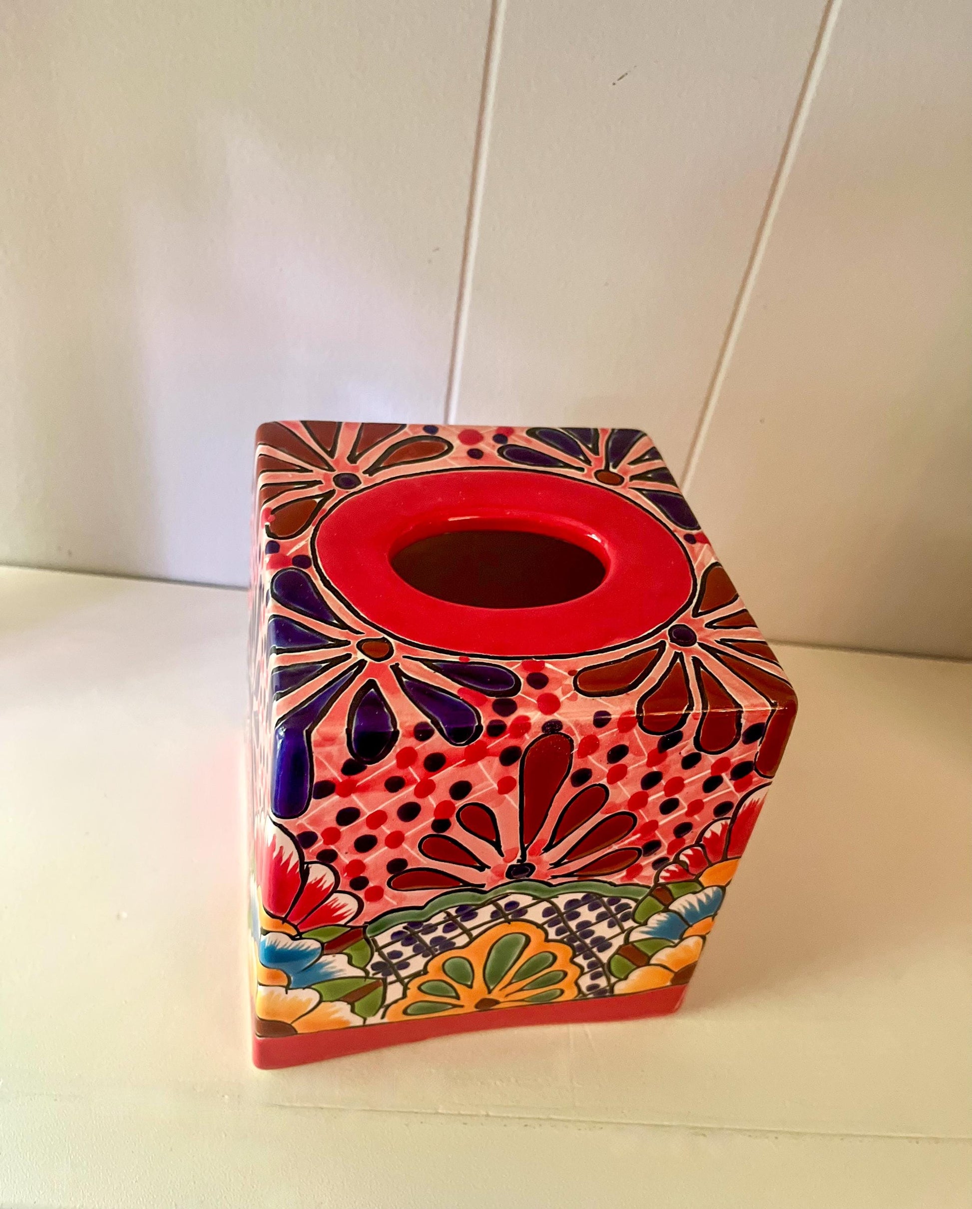 Talavera Tissue Box Cover Pink or Multicolor Made in Mexico Unique Artisan Home Decor Mexican Pottery Tissue Box Talavera Decor Handmade