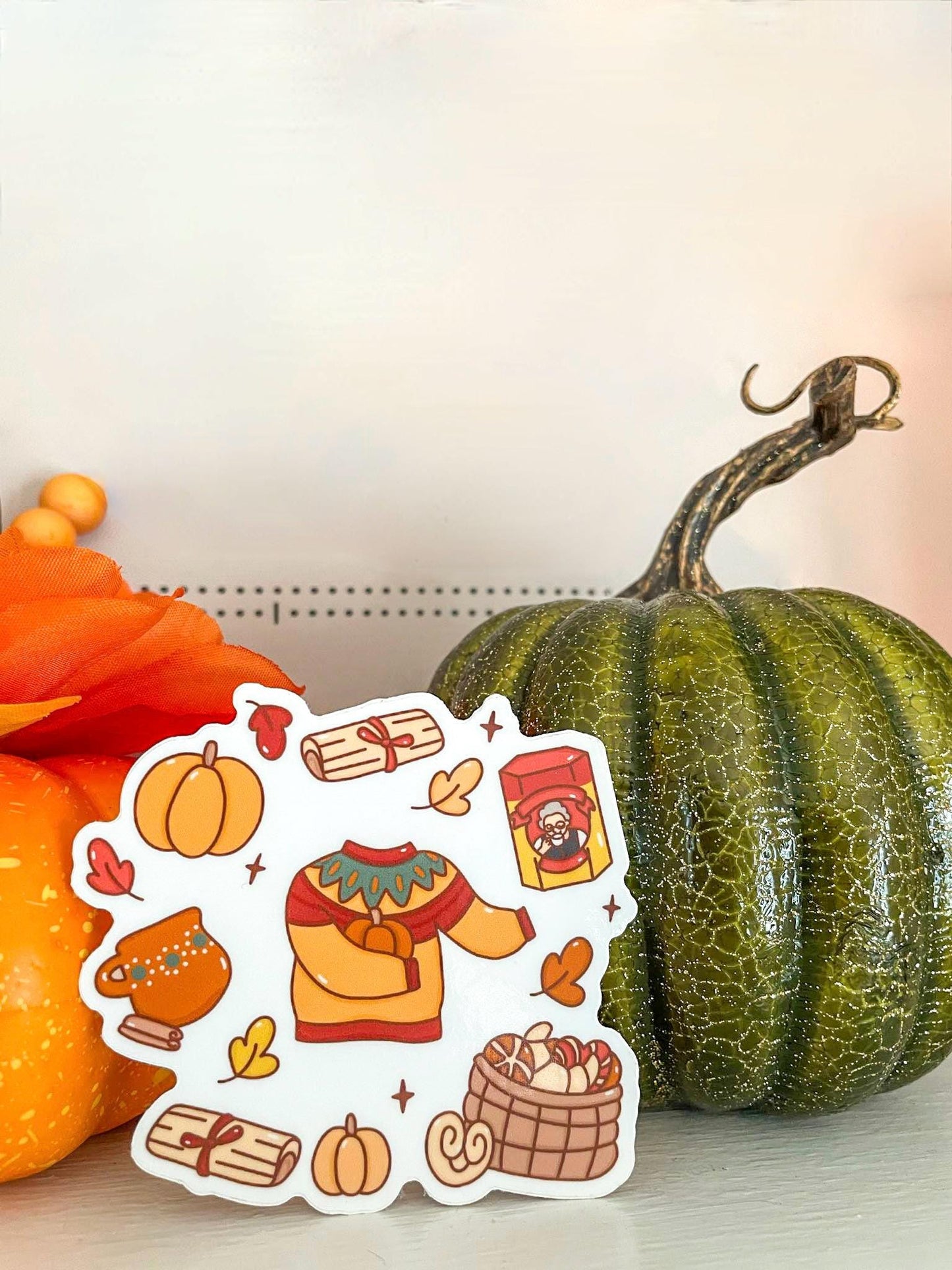 Fall Mexican Sticker Barro Mug Abuelita Chocolate Mexican Bread Pumpkin Vinyl Art 3 x 3 inch Waterproof Autumn Design