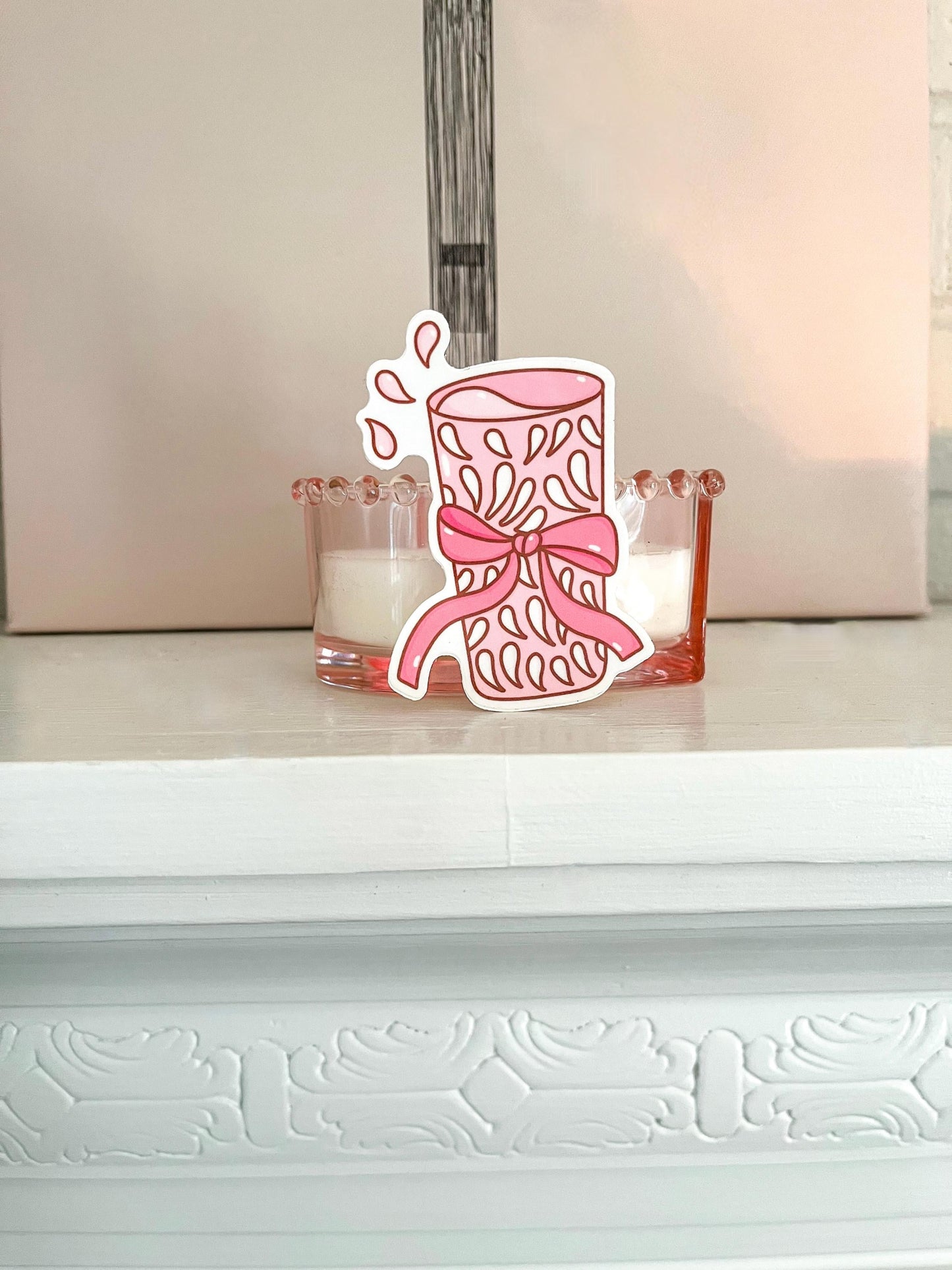 Pink Tequilero Sticker Cute Vinyl Decal with Pink Bow 3” Waterproof Laptop, Bottle, Journal Decor Mexican Art Design