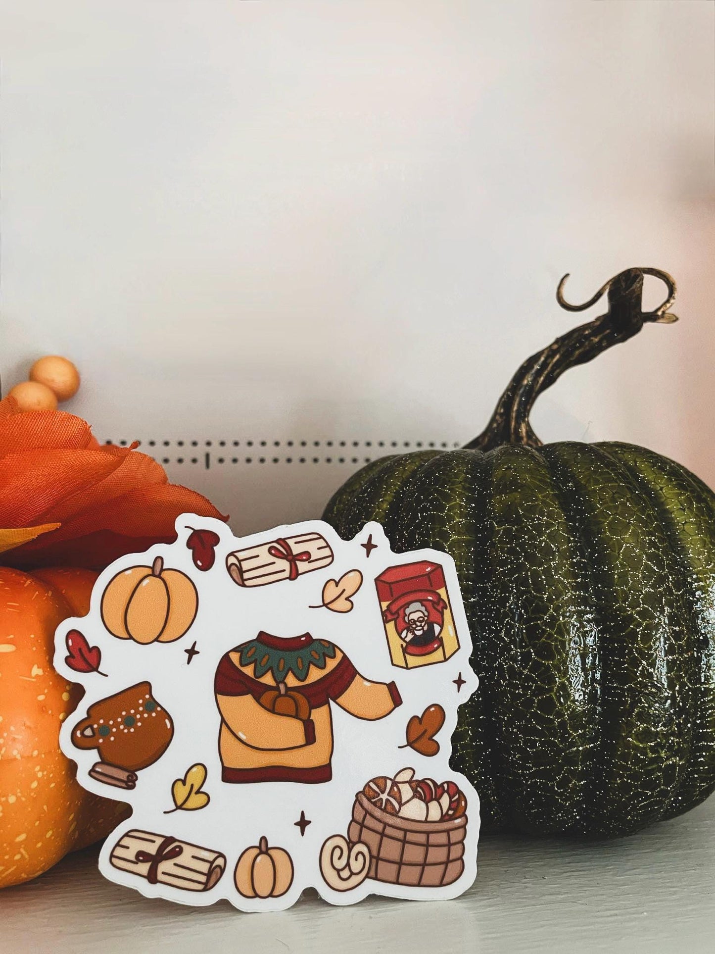 Fall Mexican Sticker Barro Mug Abuelita Chocolate Mexican Bread Pumpkin Vinyl Art 3 x 3 inch Waterproof Autumn Design