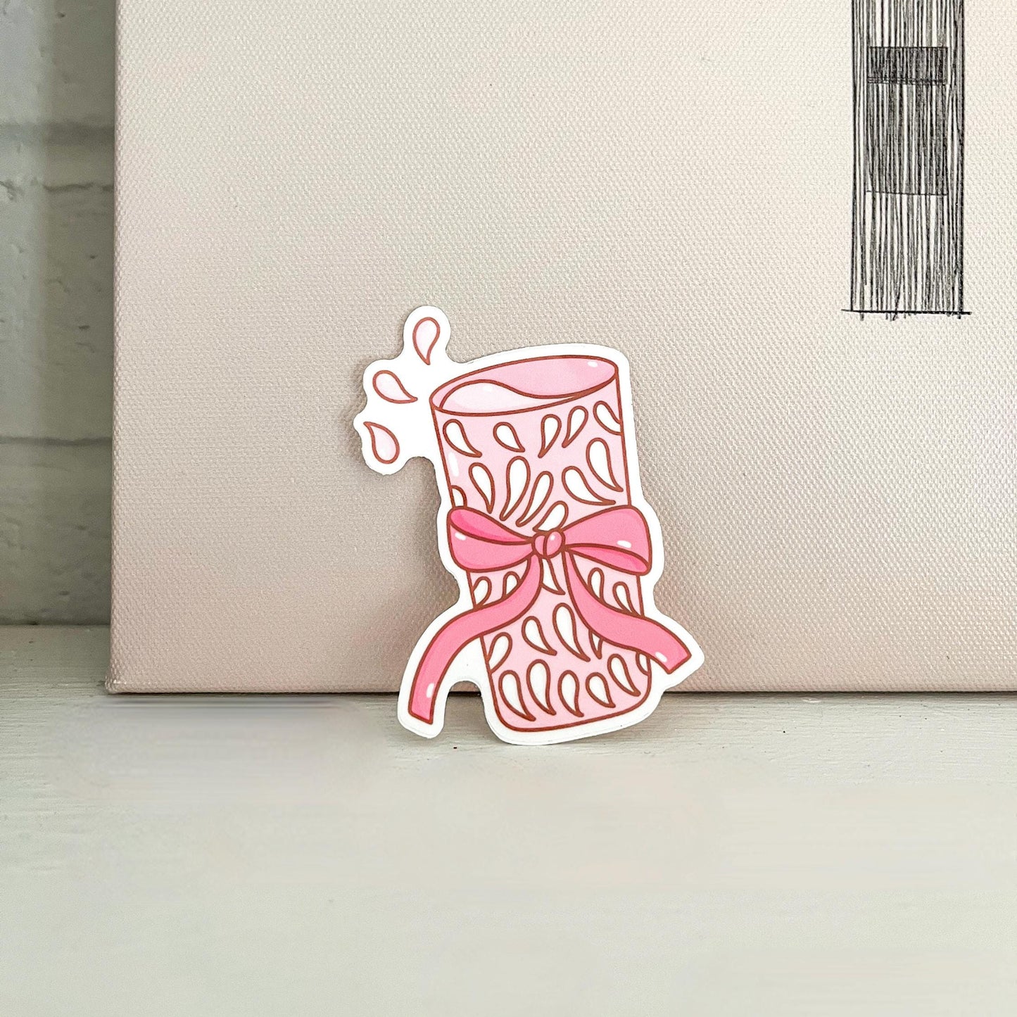 Pink Tequilero Sticker Cute Vinyl Decal with Pink Bow 3” Waterproof Laptop, Bottle, Journal Decor Mexican Art Design