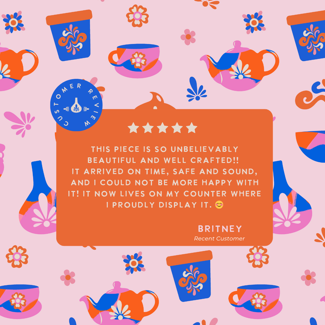 "This piece is so unbelievably beautiful and well crafted!! It arrived on time, safe and sound, and I could not be more happy with it! It now lives on my counter where I proudly display it. 😊"

We LOVE reviews! Your feedback means the world to us, and we’re thrilled when our customers love our products as much as we do. 💕