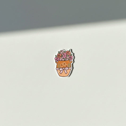 Cantaro Coquette Sticker Pink Roses Clay Jug Vinyl Sticker Cute Mexican Art Glossy Sticker Coquette Aesthetic Pink Roses