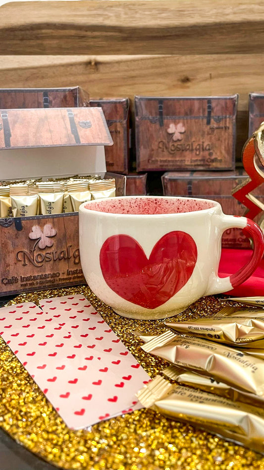 Red heart ceramic mug perfect for Valentine's Day gift, featuring a charming heart design. Ideal for showing love and affection with a thoughtful and stylish gift. <3