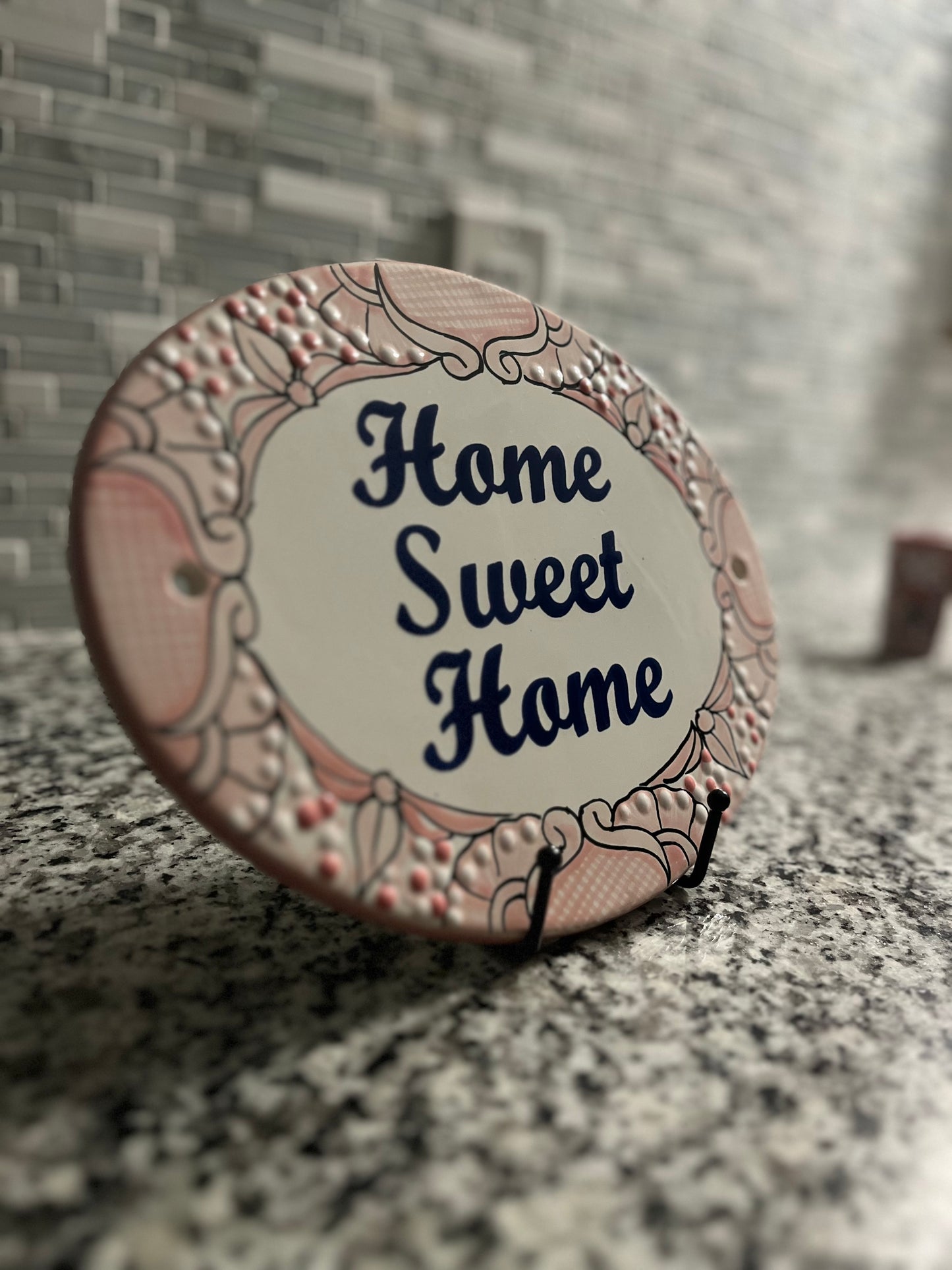 Charming Pink Talavera Wall Sign - HOME SWEET HOME