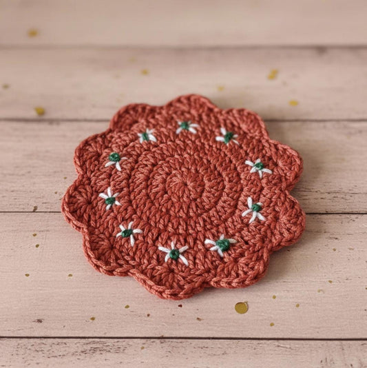 Mexican Barro Style Crochet Coaster Mexican Home Decor Mexican Barro Crochet Handmade Coasters Kitchen Decor Coasters Mexican Style