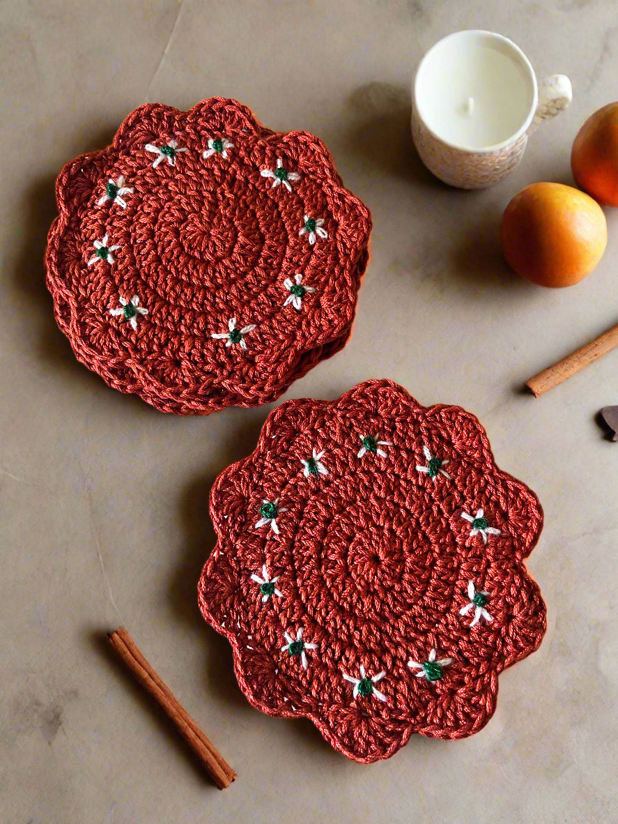 barro inspired crocheted coasters 