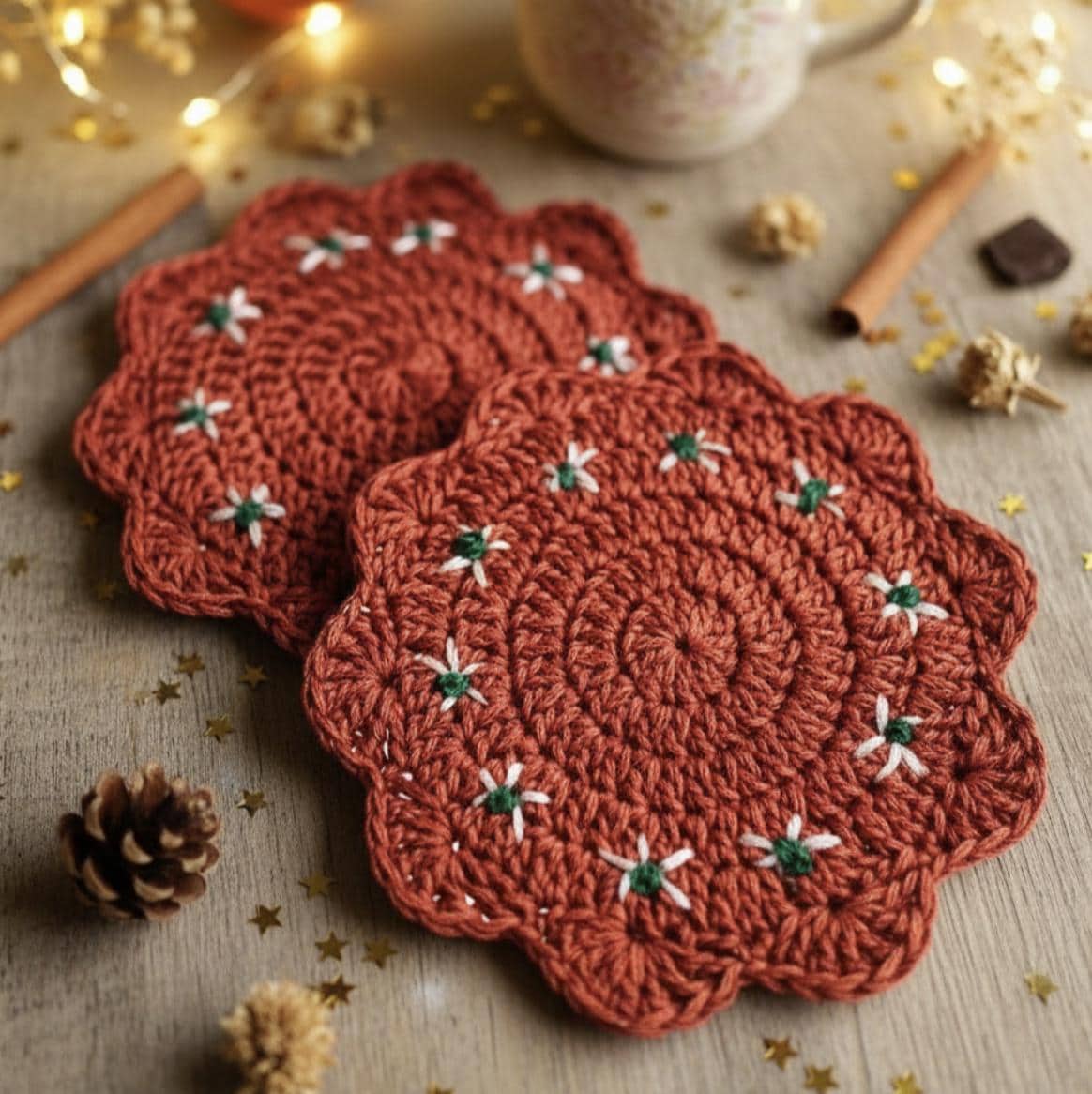 Mexican Barro Style Crochet Coaster Mexican Home Decor Mexican Barro Crochet Handmade Coasters Kitchen Decor Coasters Mexican Style