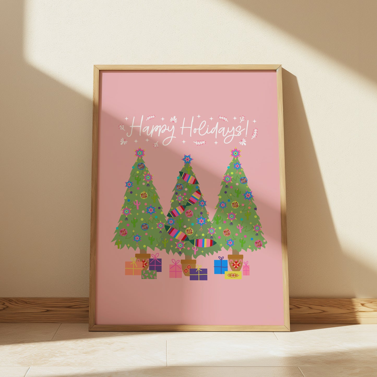 HAPPY HOLIDAYS – Festive Christmas Tree Art Print