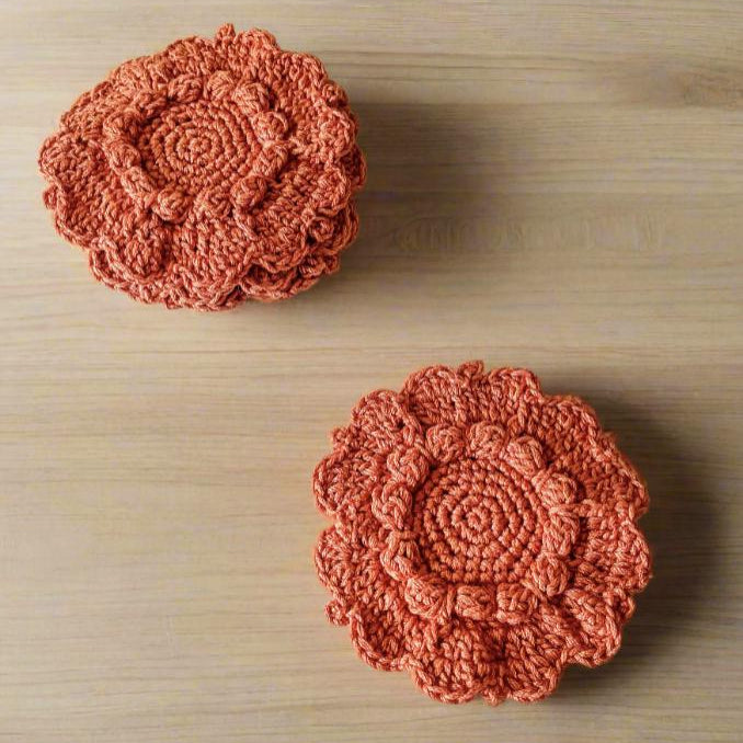 Fall Crochet Coasters Handmade Cotton Drink Coasters Autumn Colors Cozy Table Decor, Giftable Home Accent