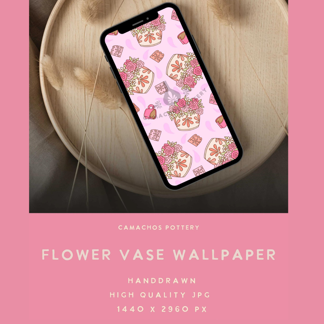 [DIGITAL] Flower Vase Wallpaper: Brighten Your Screen with Vibrant Pink Mexican Charm