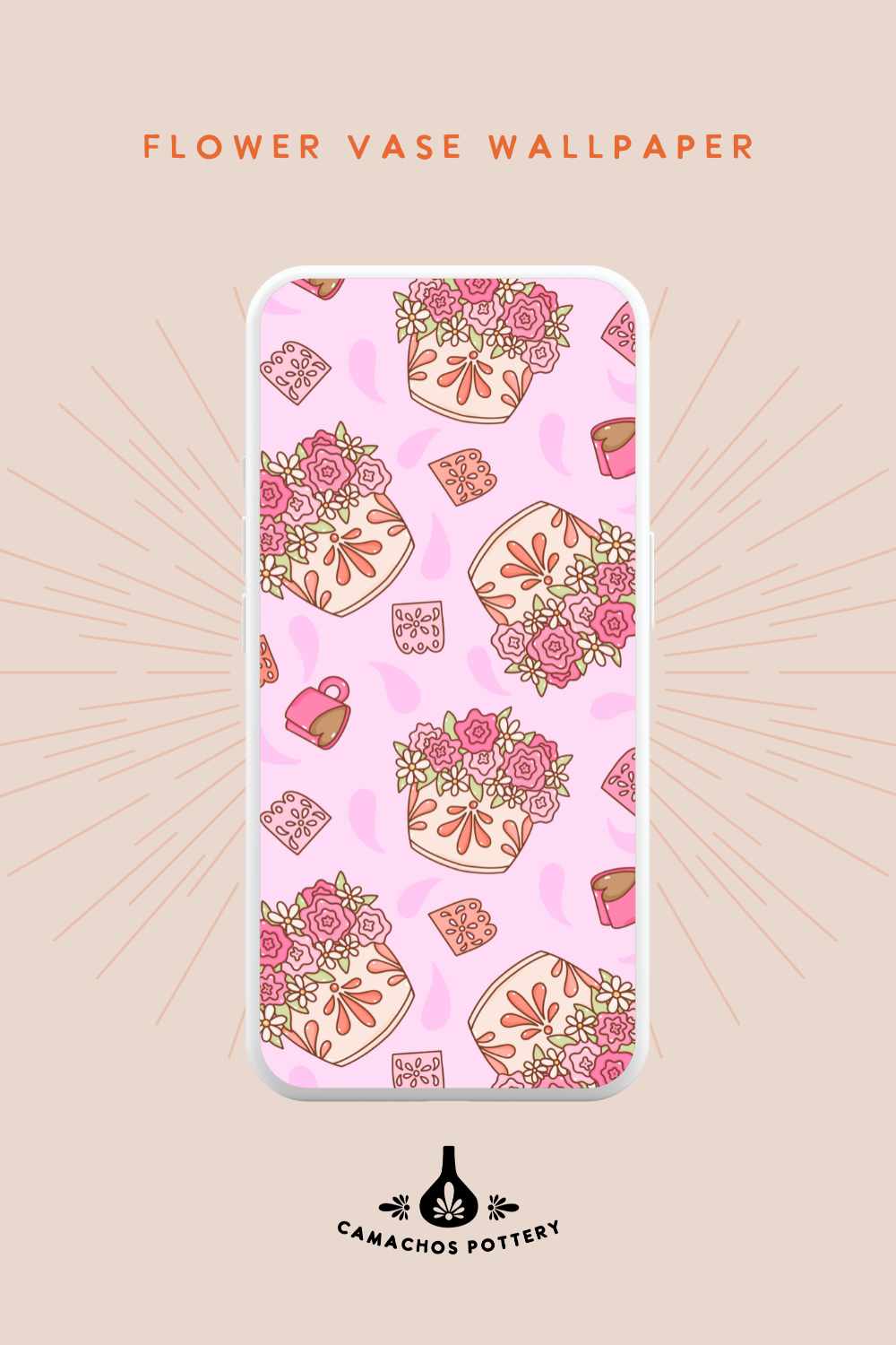 [DIGITAL] Flower Vase Wallpaper: Brighten Your Screen with Vibrant Pink Mexican Charm