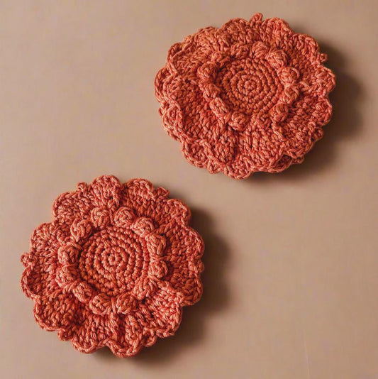 Fall Crochet Coasters Handmade Cotton Drink Coasters Autumn Colors Cozy Table Decor, Giftable Home Accent
