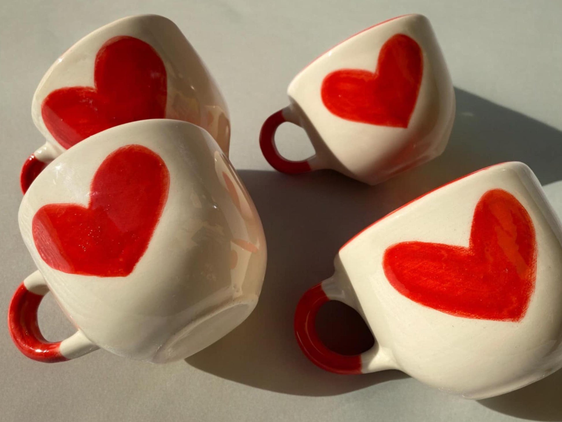 Handmade Ceramic Mug, Heart Design Coffee Cup, Ceramic Mug with Hearts, Ceramic Tea Cup, Cute Aesthetic Ceramic Mug, Coffee Lover, 16 oz