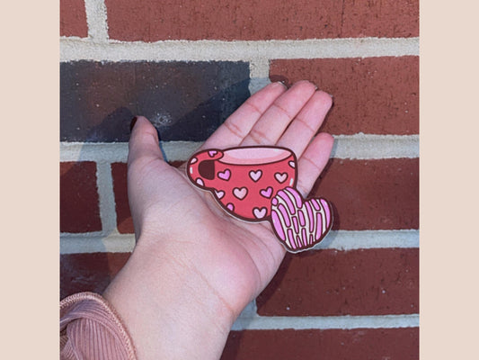 Heart Cup STICKER//Cute Sticker, Girly Sticker, Pan Concha, Spanish Sticker, Bookish Sticker, Latina Sticker, Water Resistant, Vinyl Sticker