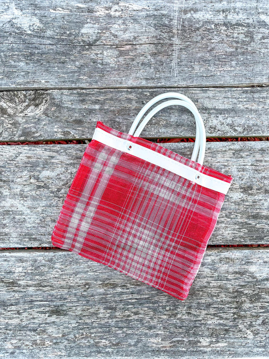 Handmade Red Mini Mesh Mexican Bag, Small, Vibrant, Durable, Made in Mexico, Perfect for Essentials, Price for One