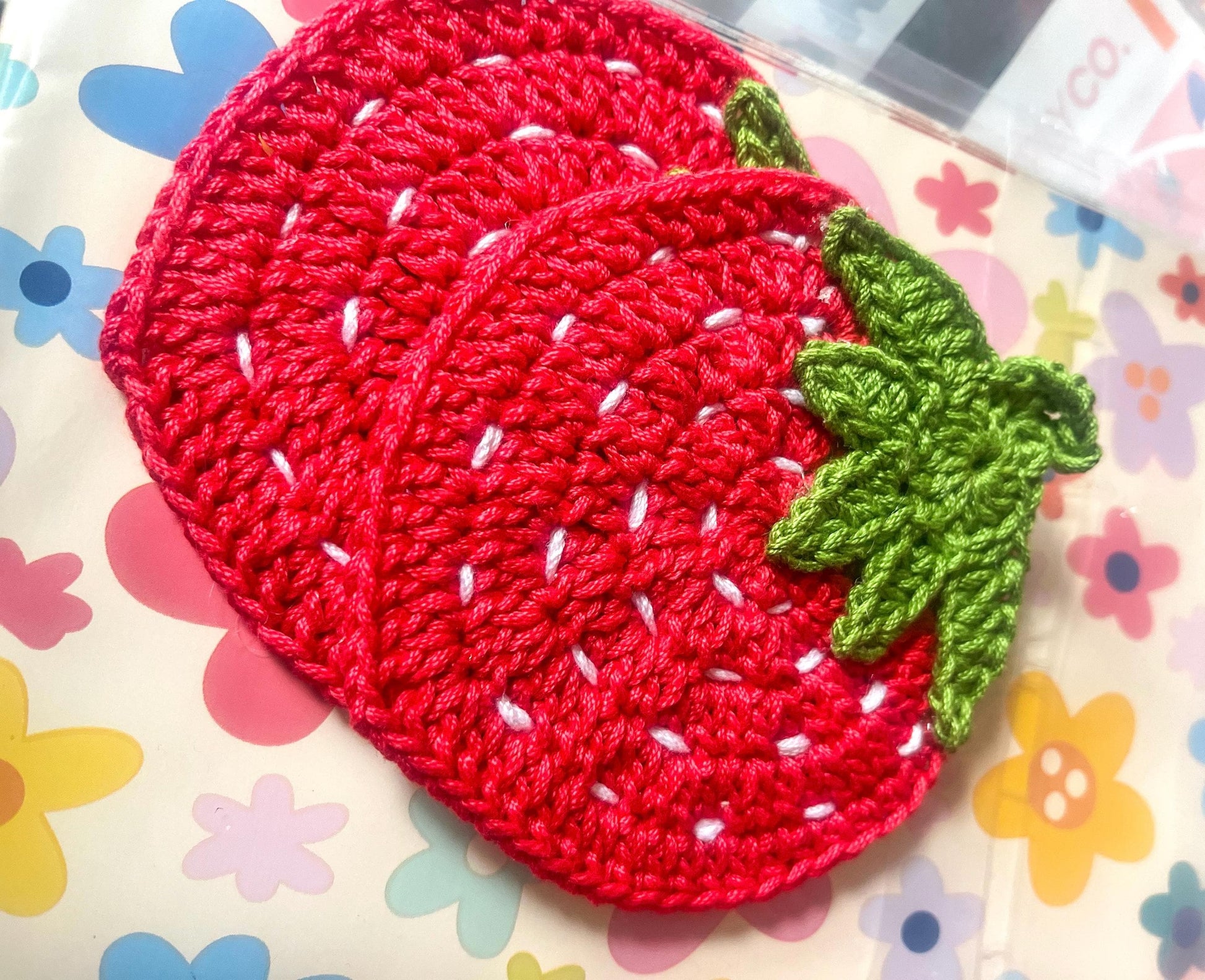 Strawberry Crochet Coaster, Mug Coaster, Drink Coaster, 100% Cotton,Strawberry Aesthetic, Handmade Gift Idea, Crochet Fruit Coaster, Gift