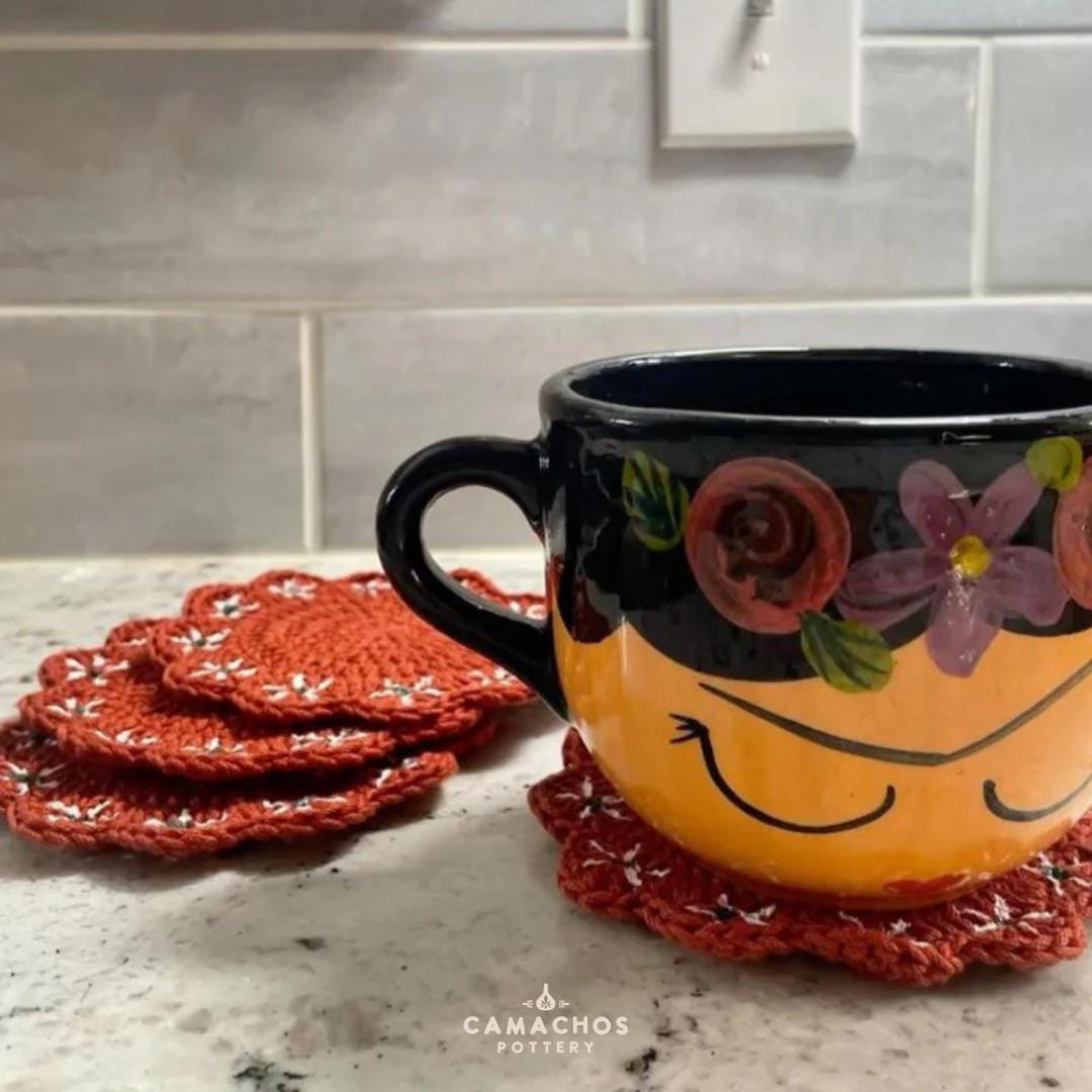Frida Kahlo Ceramic Mug, Large Ceramic Mug, 20 oz, Large Handmade Coffee Mug, Extra Large Mug with Handle, Gift Idea, Mexican Pottery