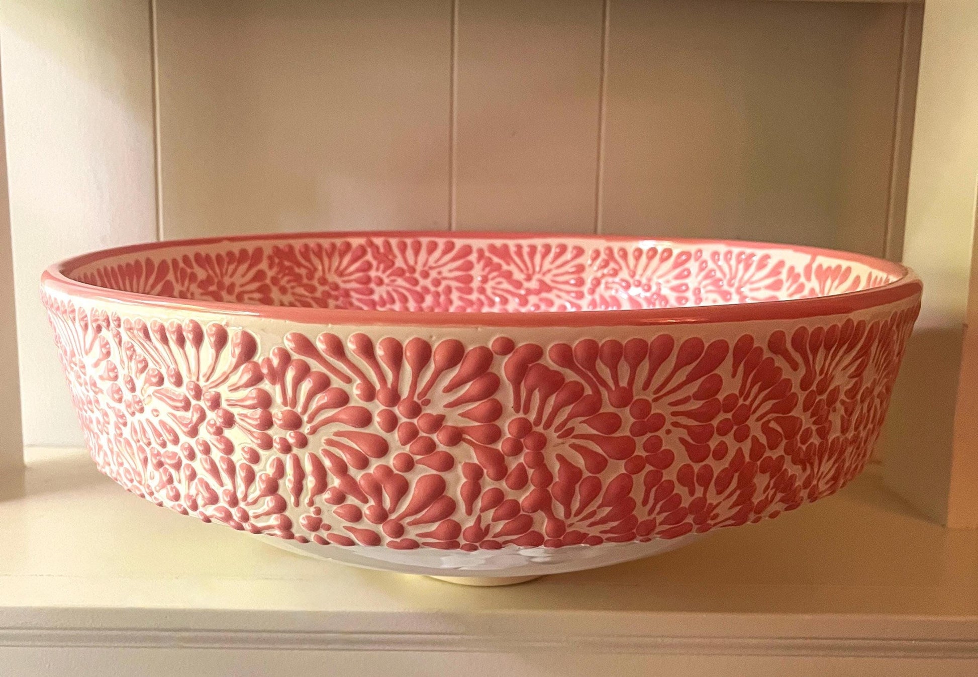 Pink Ceramic Sink Made in Mexico Bathroom Sink Mexican Pink Sink Boho Bathroom Decor Unique Vanity Basin