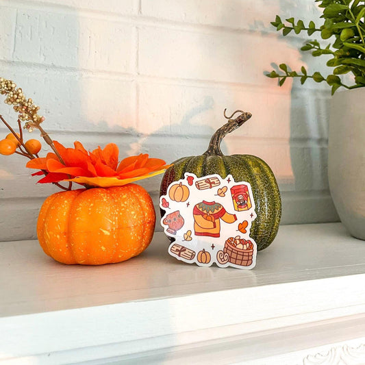Fall Mexican Sticker Barro Mug Abuelita Chocolate Mexican Bread Pumpkin Vinyl Art 3 x 3 inch Waterproof Autumn Design