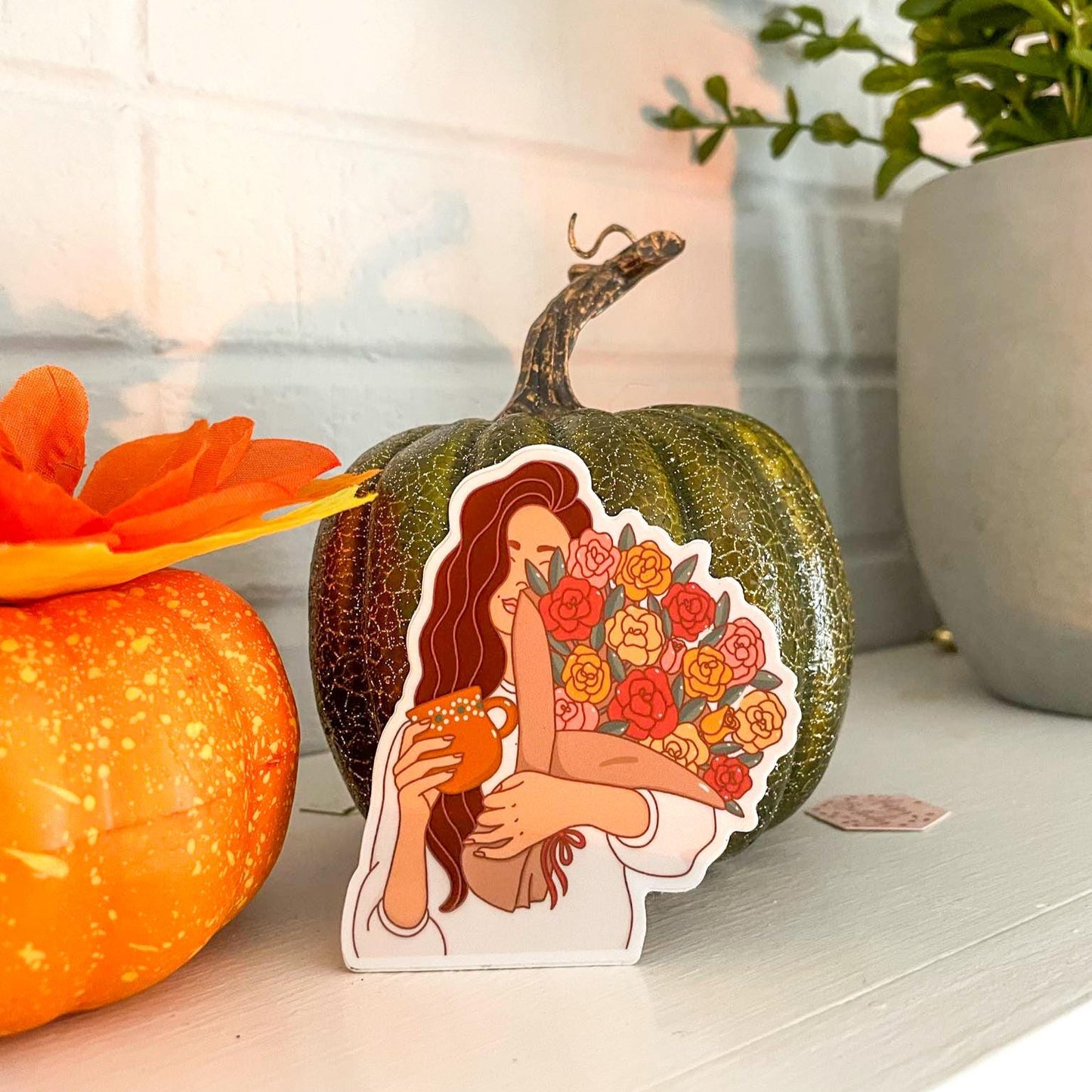 Mexican-Inspired Cozy Girl Sticker Barro Mug Red Roses Vinyl Waterproof Decal Ideal for Gifts Journals Water Bottles