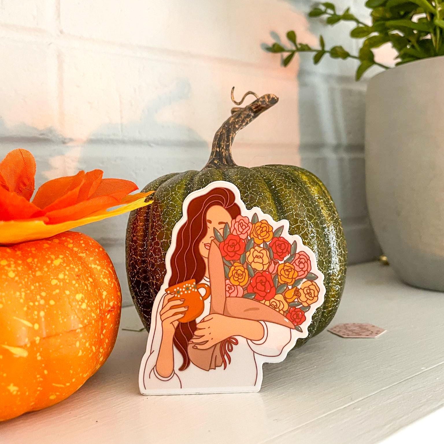 Mexican-Inspired Cozy Girl Sticker Barro Mug Red Roses Vinyl Waterproof Decal Ideal for Gifts Journals Water Bottles