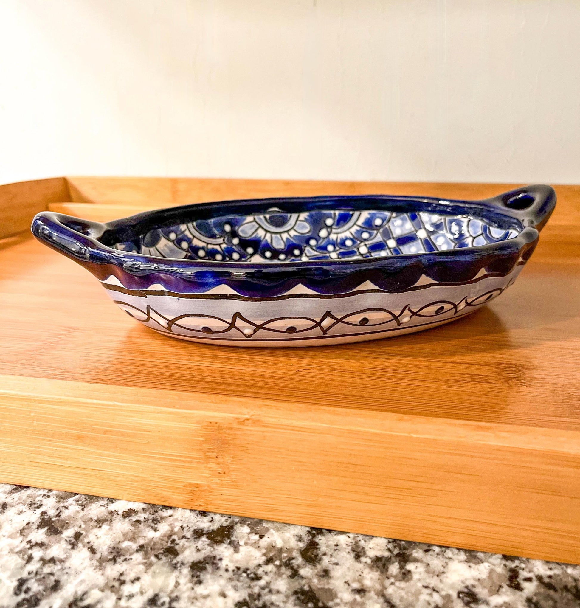 Hand Painted Talavera Tray Pink or Blue Mexican Pottery