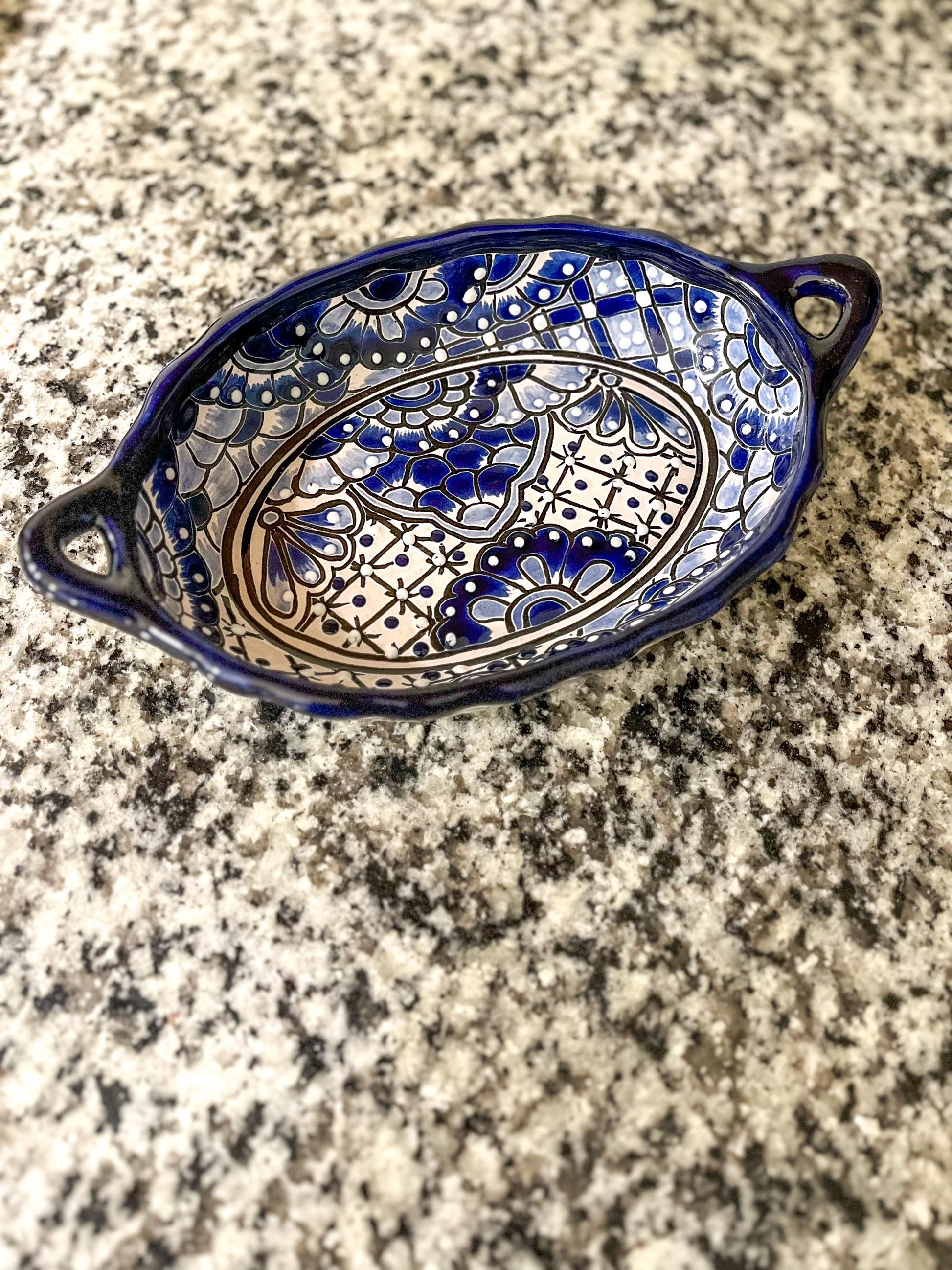Hand Painted Talavera Tray Pink or Blue Mexican Pottery