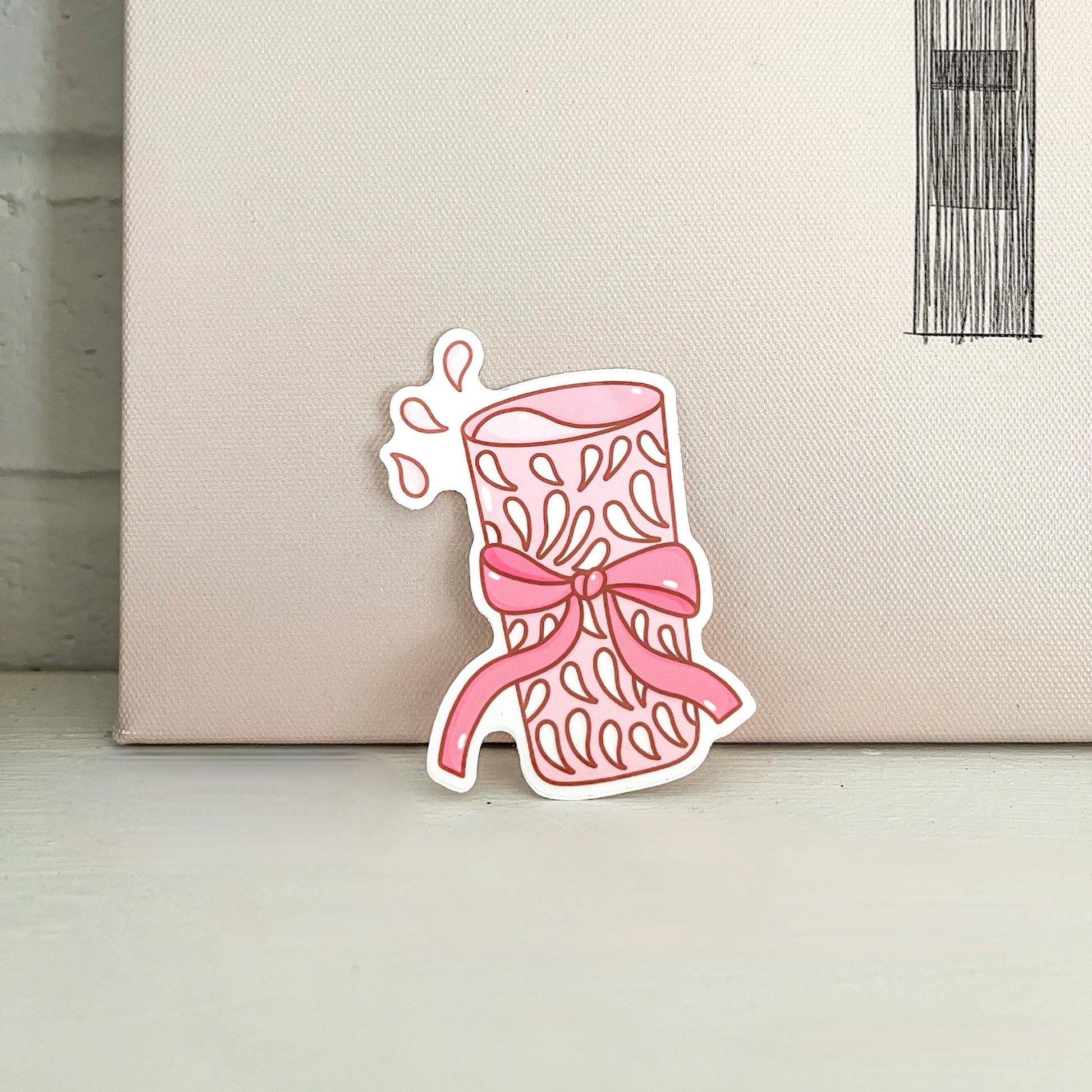 Pink Tequilero Sticker Cute Vinyl Decal with Pink Bow 3” Waterproof Laptop, Bottle, Journal Decor Mexican Art Design