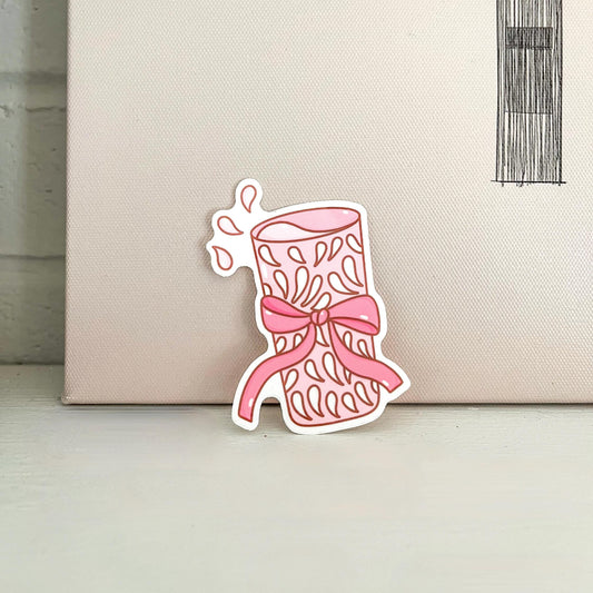 Pink Tequilero Sticker Cute Vinyl Decal with Pink Bow 3” Waterproof Laptop, Bottle, Journal Decor Mexican Art Design