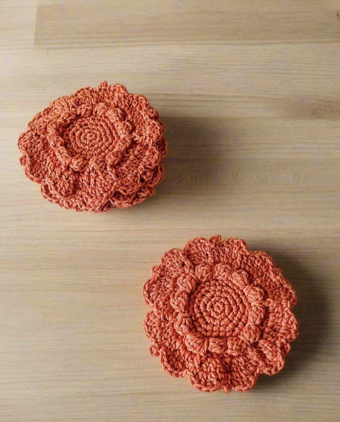 Fall Crochet Coasters Handmade Cotton Drink Coasters Autumn Colors Cozy Table Decor, Giftable Home Accent