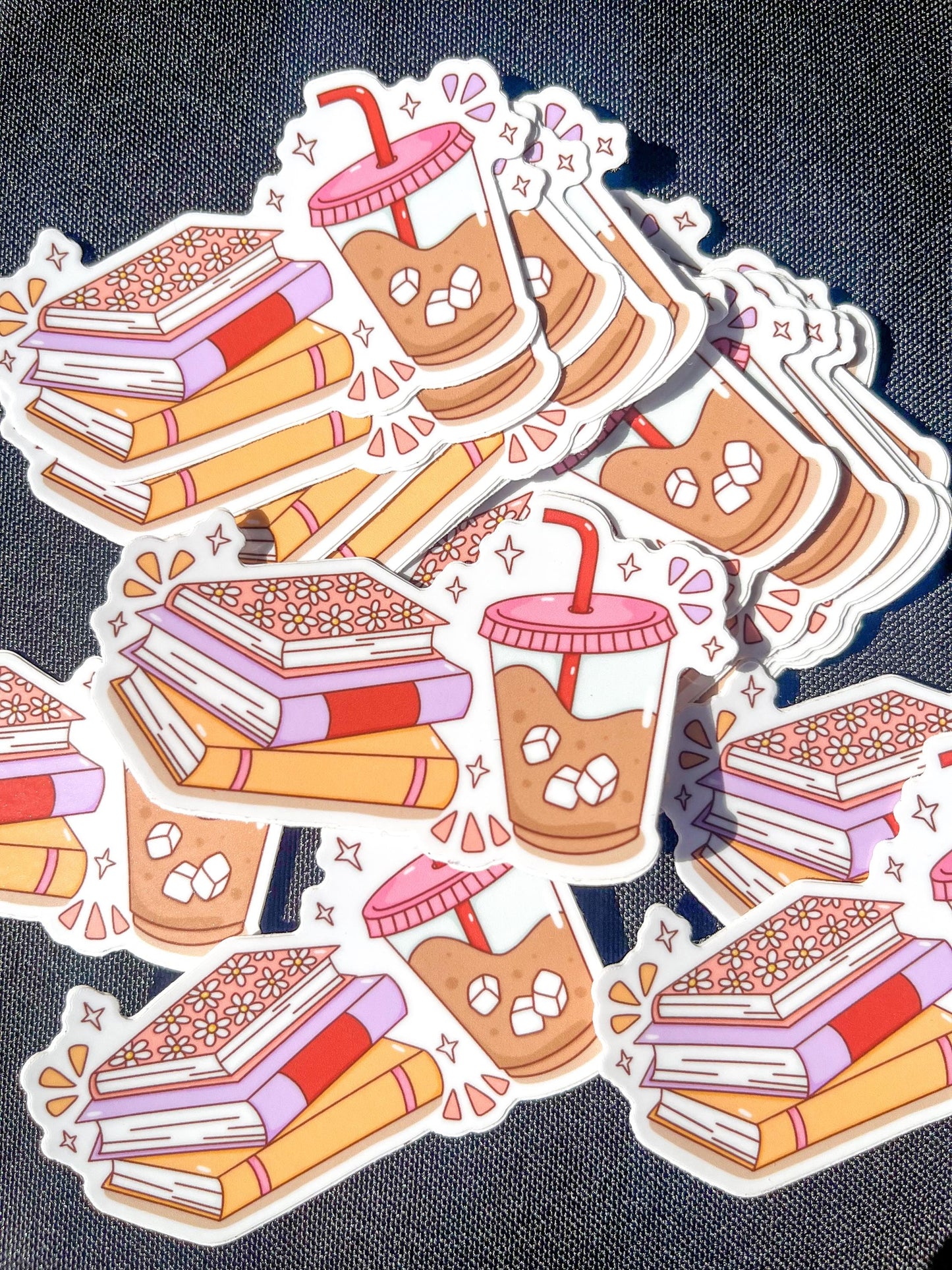 Iced Coffee & Books Sticker Cozy Aesthetic Book Lover Sticker Water Bottle Sticker Cafecito Sticker Mexican Art Sticker