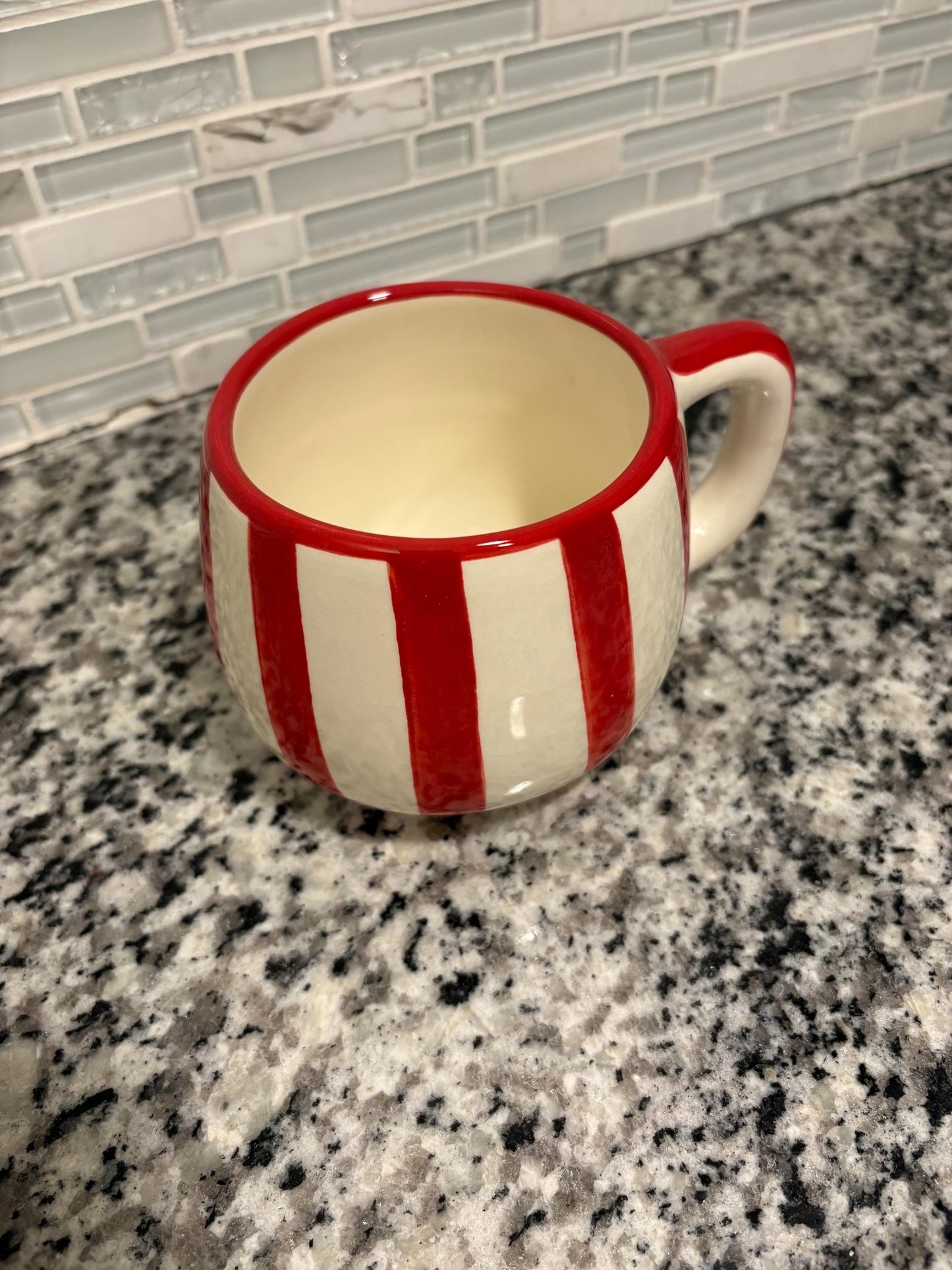 Red Stripe Mug Made in Mexico 16 oz