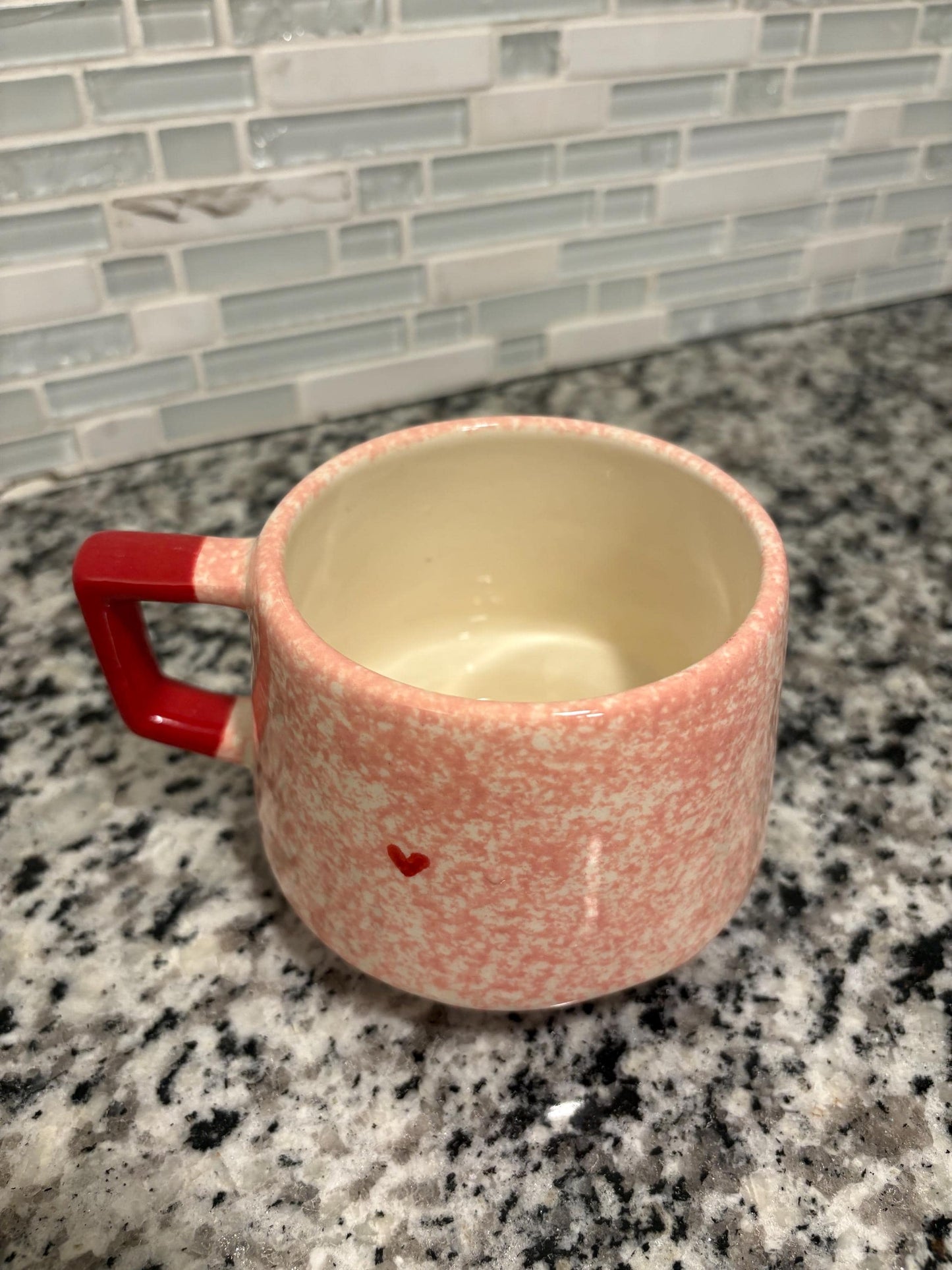 Pink Ceramic Mug Tiny Hearts Made in Mexico 12 oz