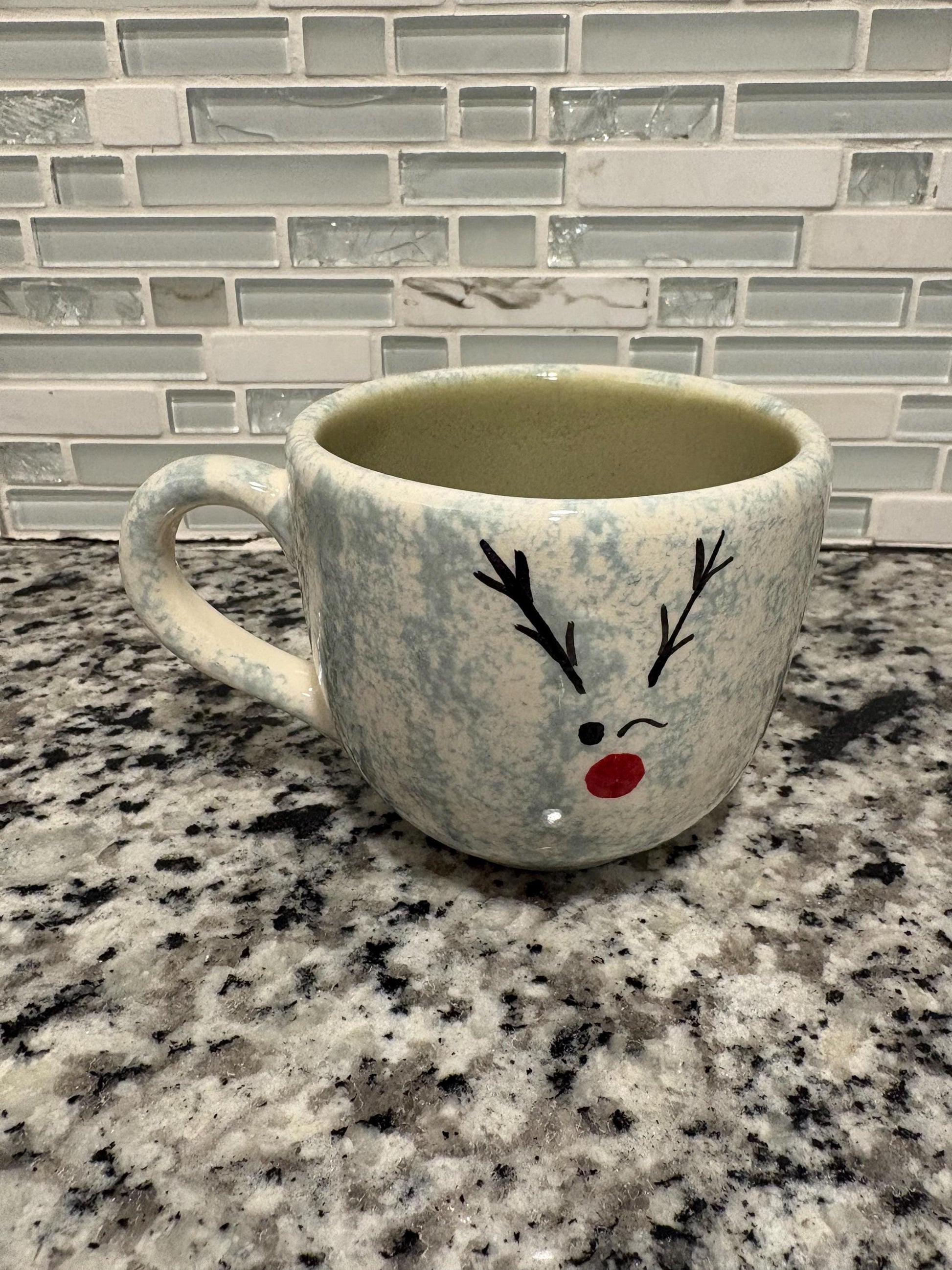 Handmade Rudolf Espresso Mug, Ceramic Christmas Coffee Mug