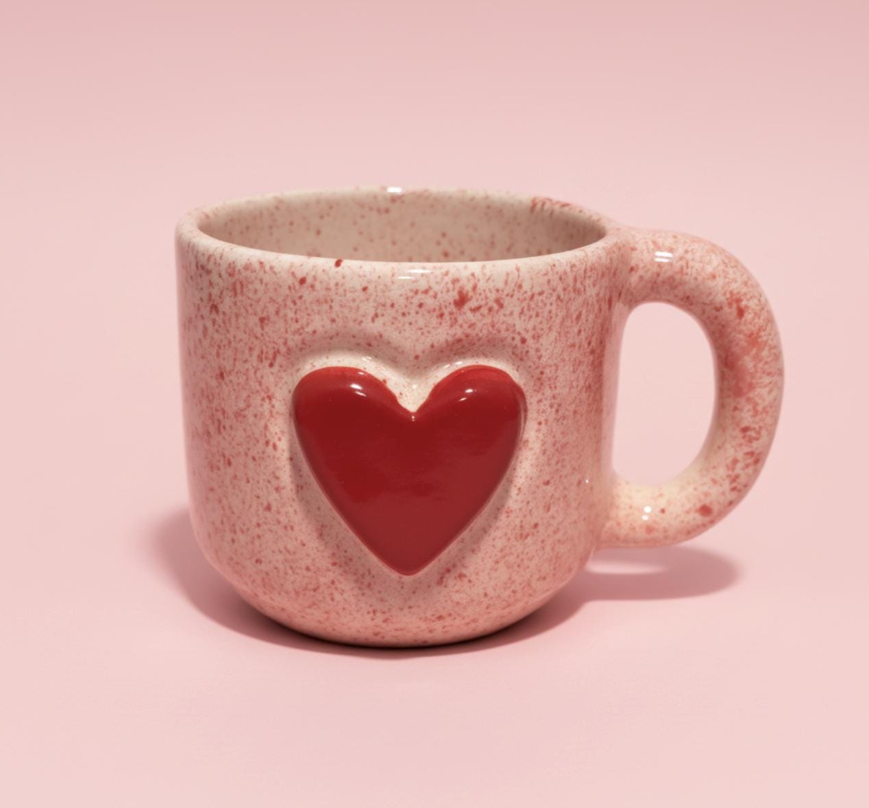 Pink Heart Mug 10 oz Handmade Ceramic Coffee Cup Made in Mexico Romantic Gift for Her Valentine’s Day Mug Mexican Pottery