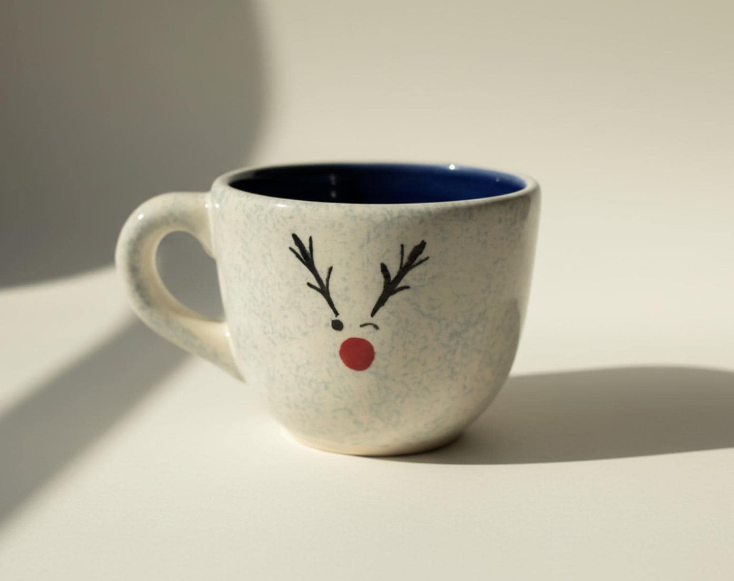 Handmade Rudolf Espresso Mug, Ceramic Christmas Coffee Mug