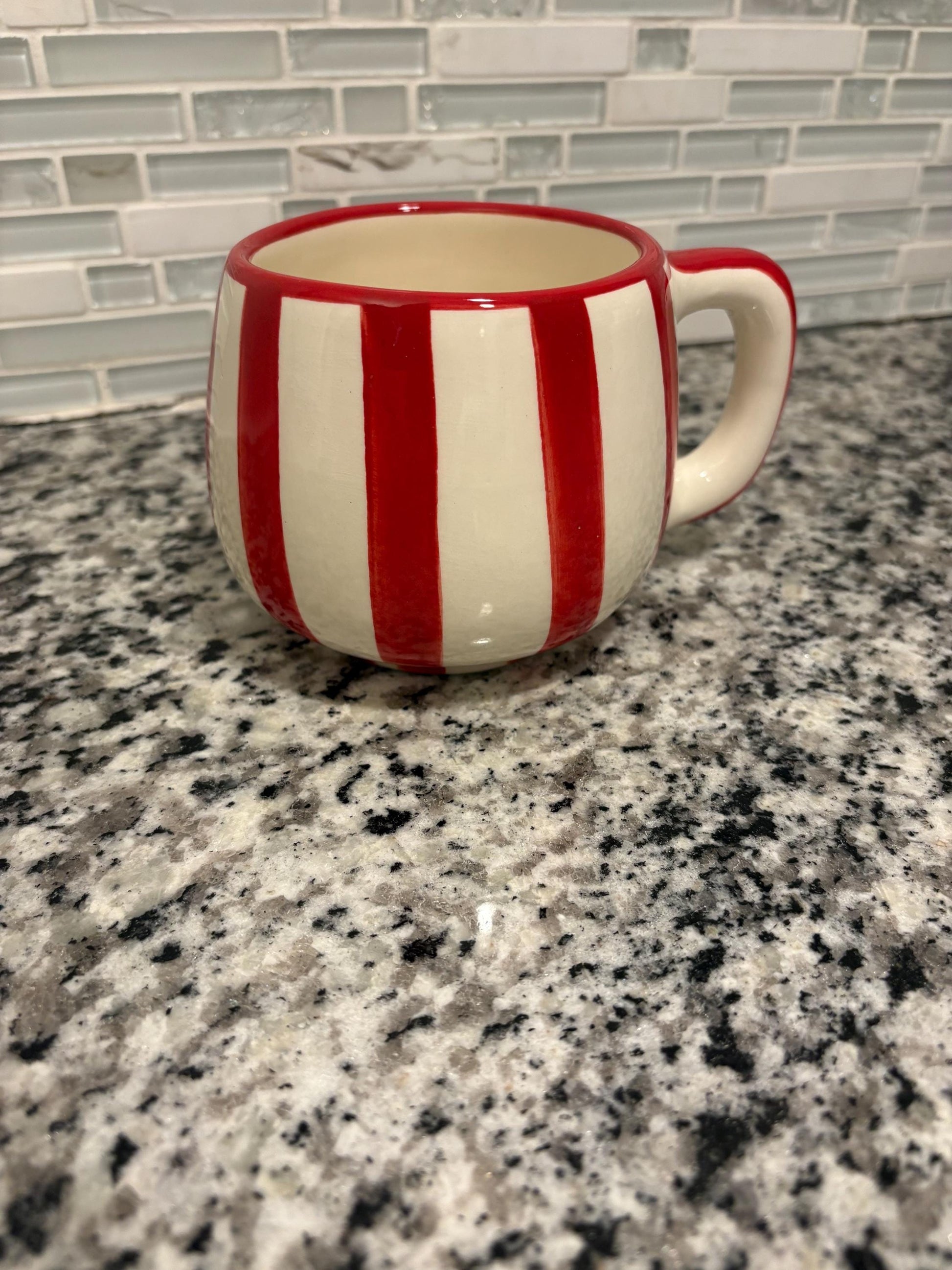 Red Stripe Mug Made in Mexico 16 oz