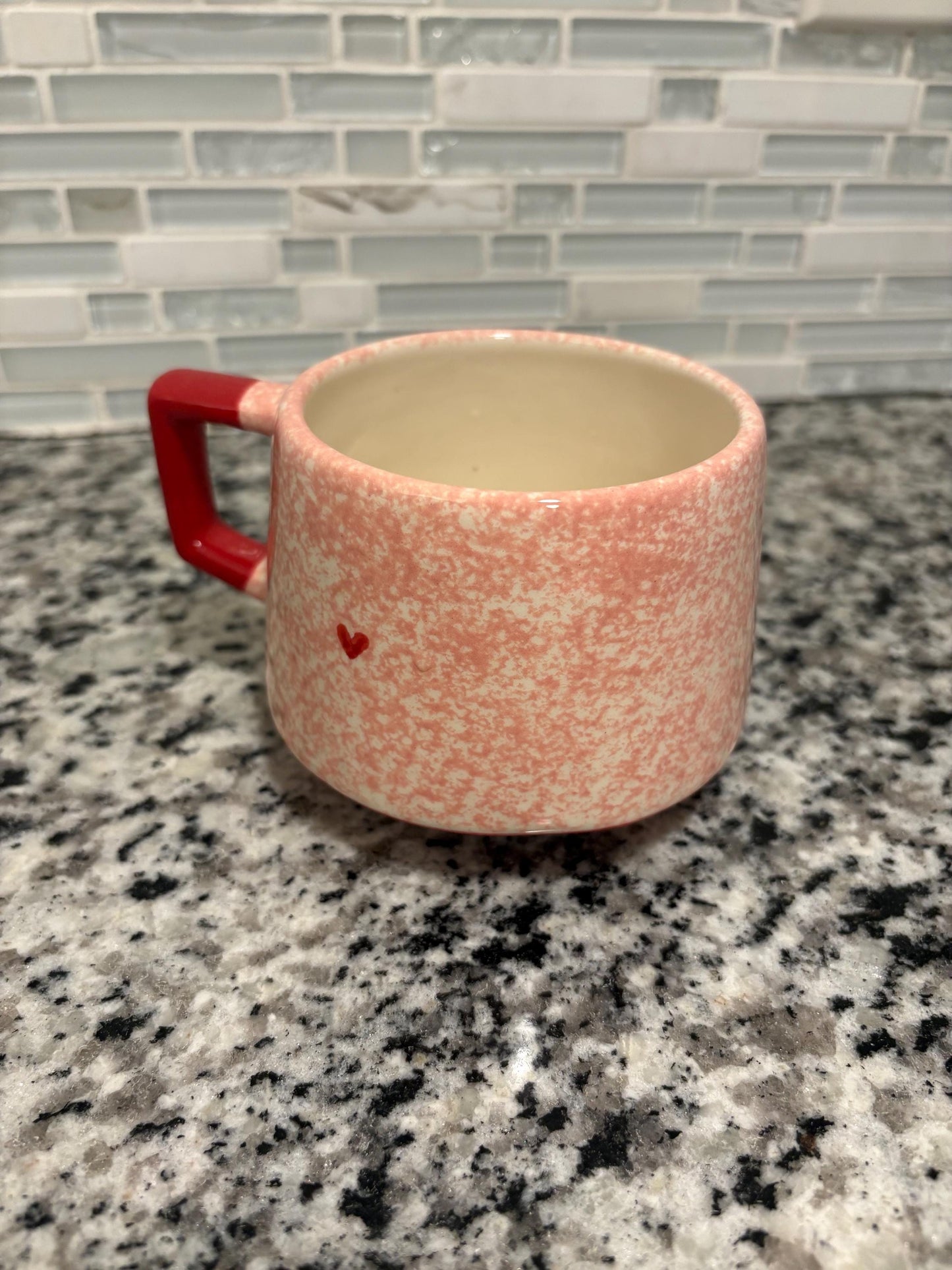 Pink Ceramic Mug Tiny Hearts Made in Mexico 12 oz