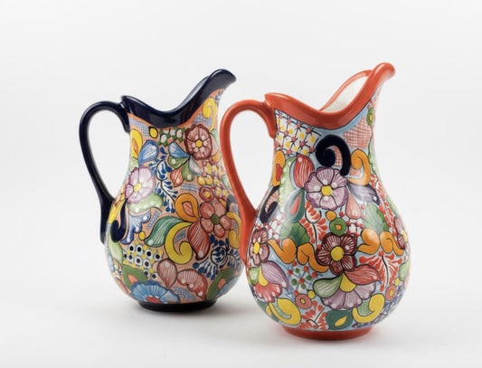 Ceramic Pitcher Set with 6 cups Handmade in Mexico Hand Painted Serving Set