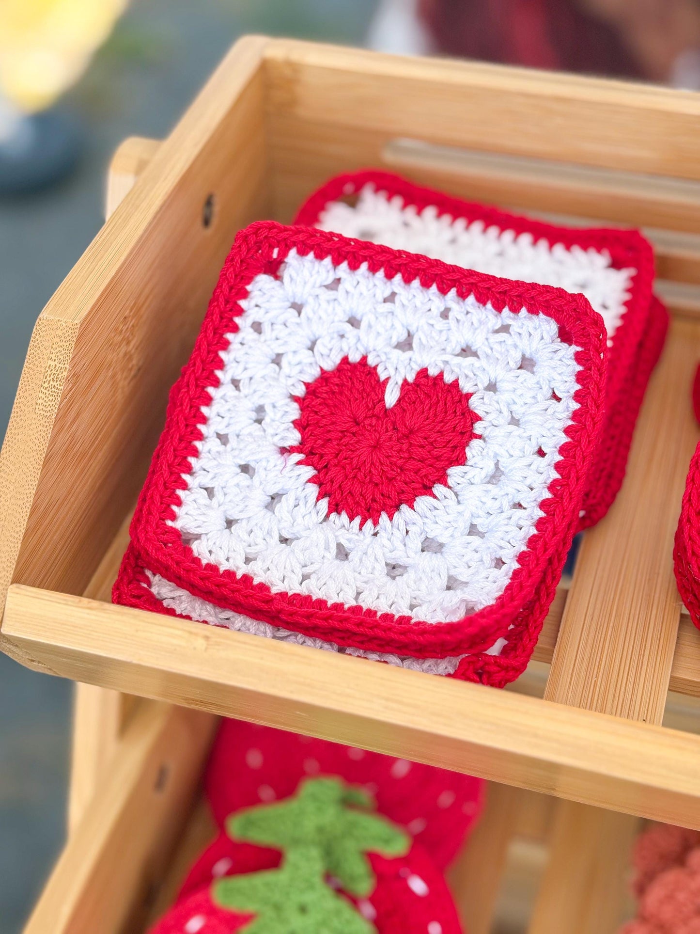 heart crochet coasters square coaster heart home decor coffee lover gift