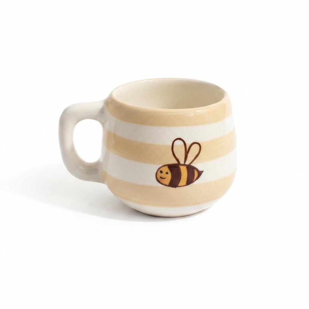 striped ceramic bee mug made in mexico