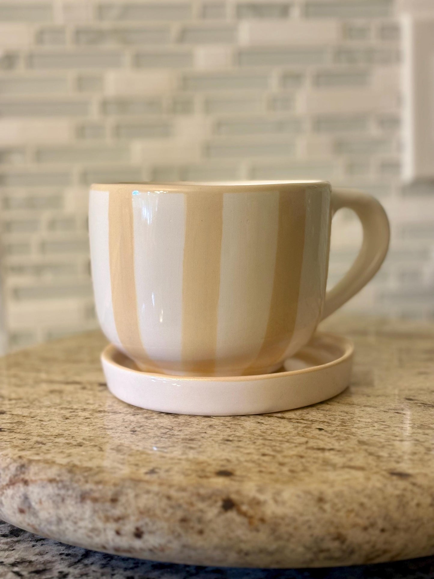 Striped Mug & Plate 16 oz Made in Mexico