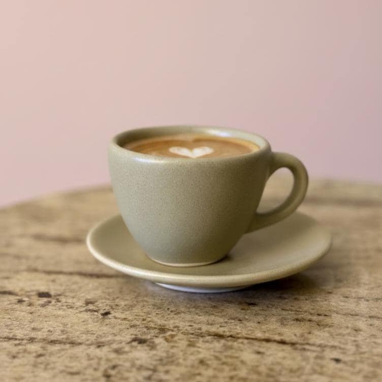 Espresso Cup Saucer Set 2 oz Ceramic Cafecito Cups Made in Mexico Modern Espresso Mug Set Pink & Green Espresso Cups