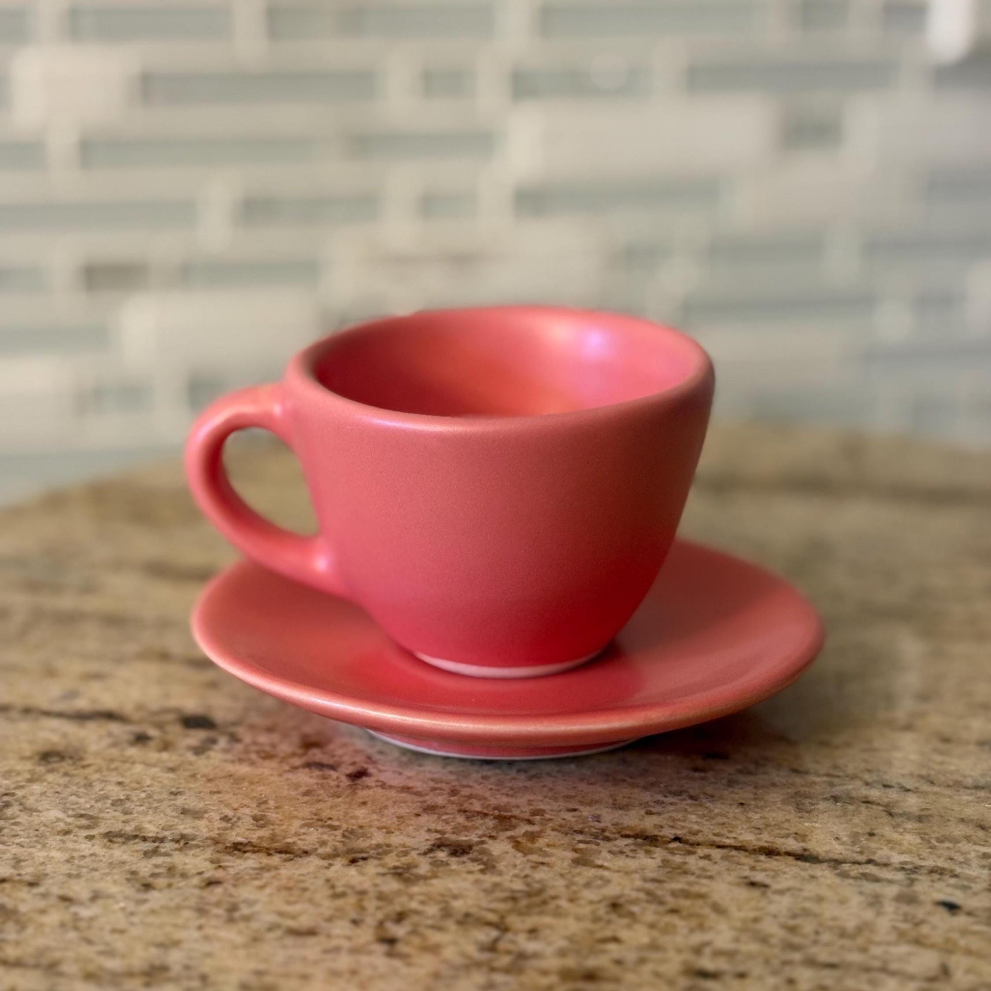 Espresso Cup Saucer Set 2 oz Ceramic Cafecito Cups Made in Mexico Modern Espresso Mug Set Pink & Green Espresso Cups